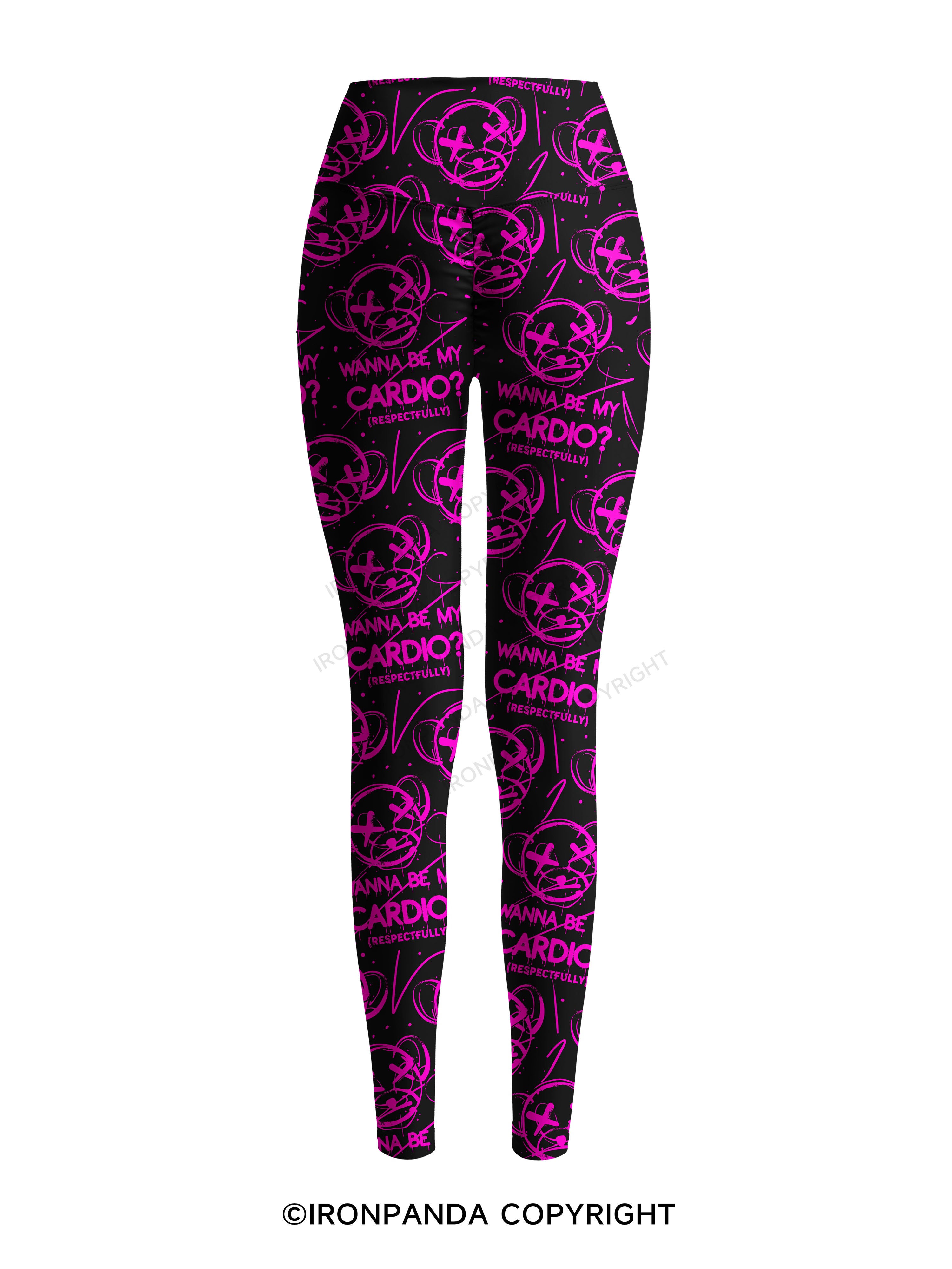WANNA BE MY CARDIO FUNNY Printed Yoga Pants