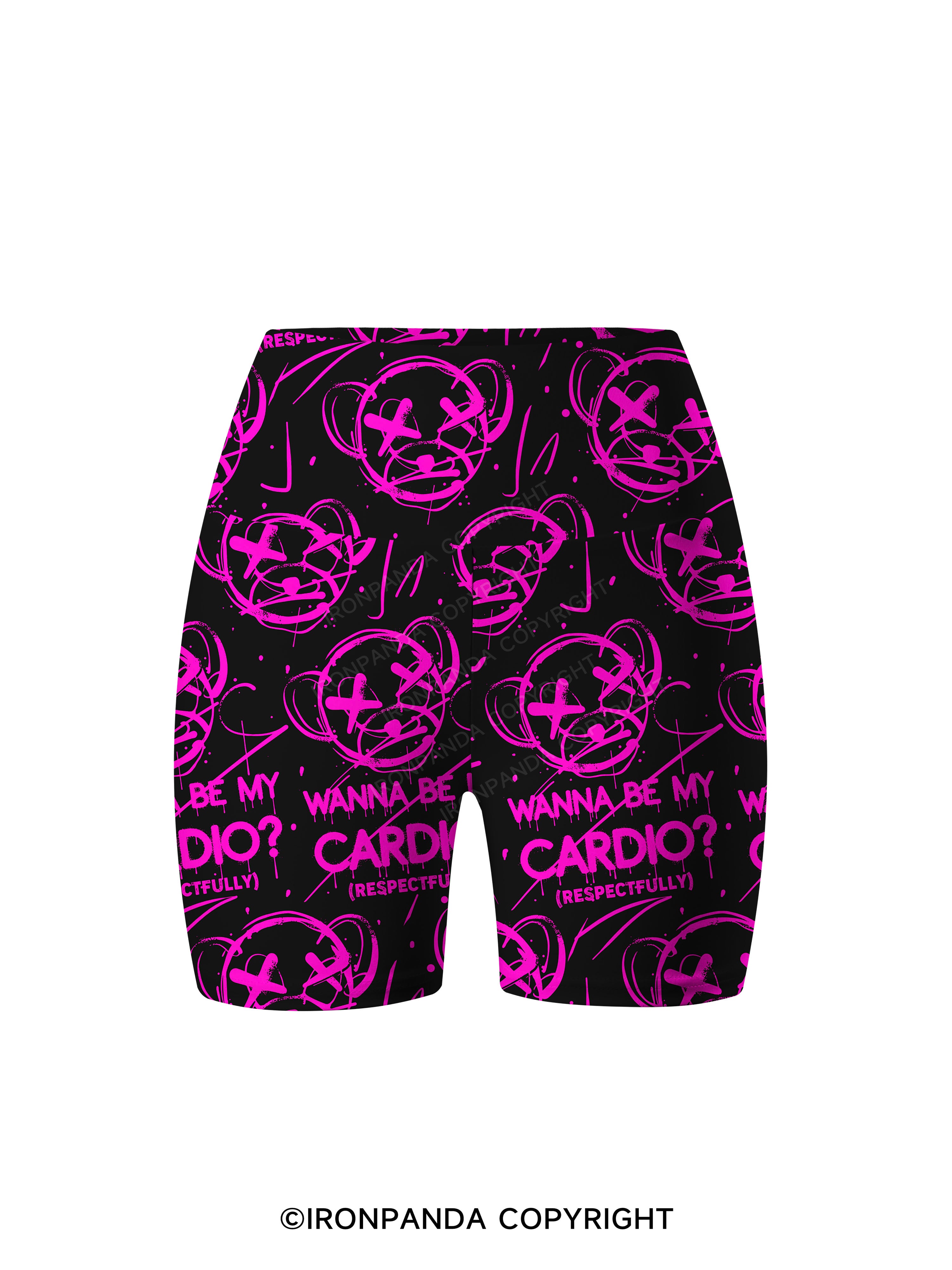 WANNA BE MY CARDIO FUNNY Printed Yoga Cycling Shorts
