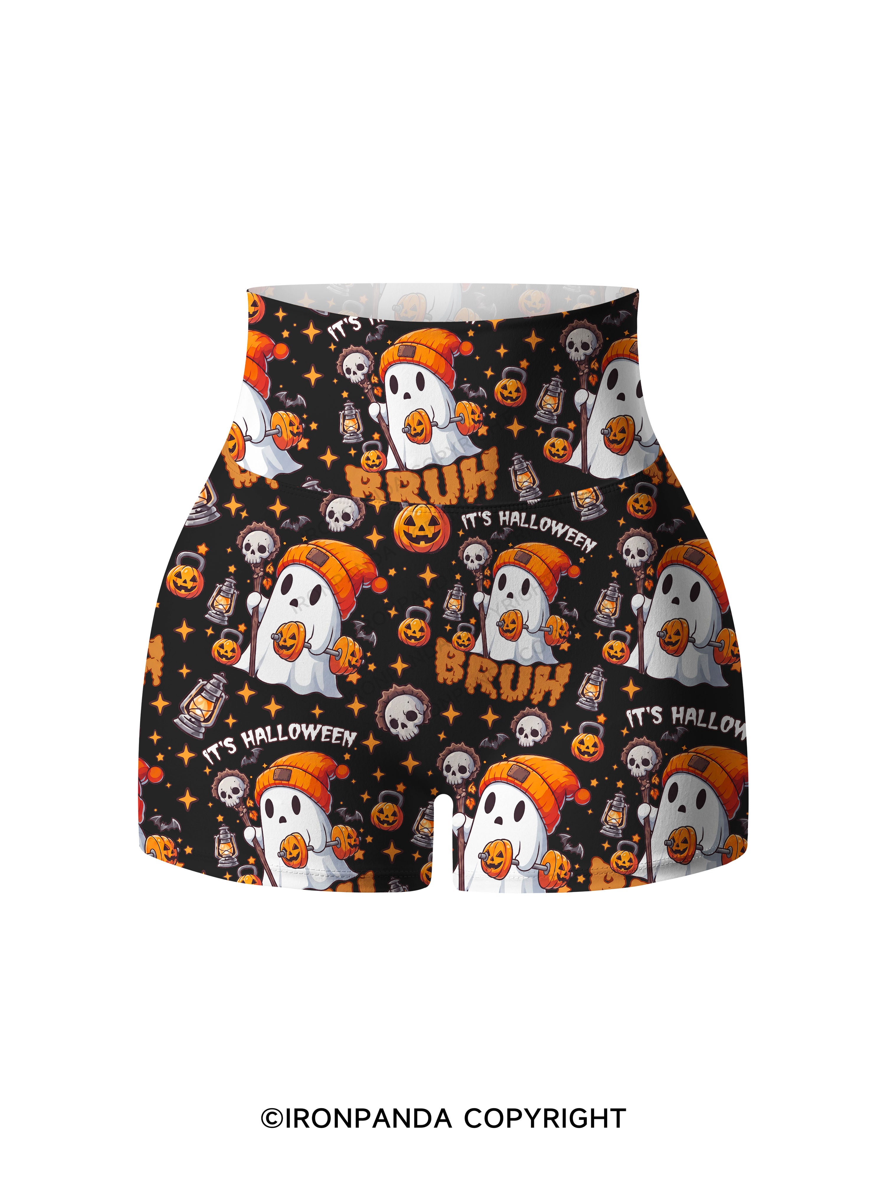 IT'S HALLOWEEN BRUH Printed Yoga Shorts