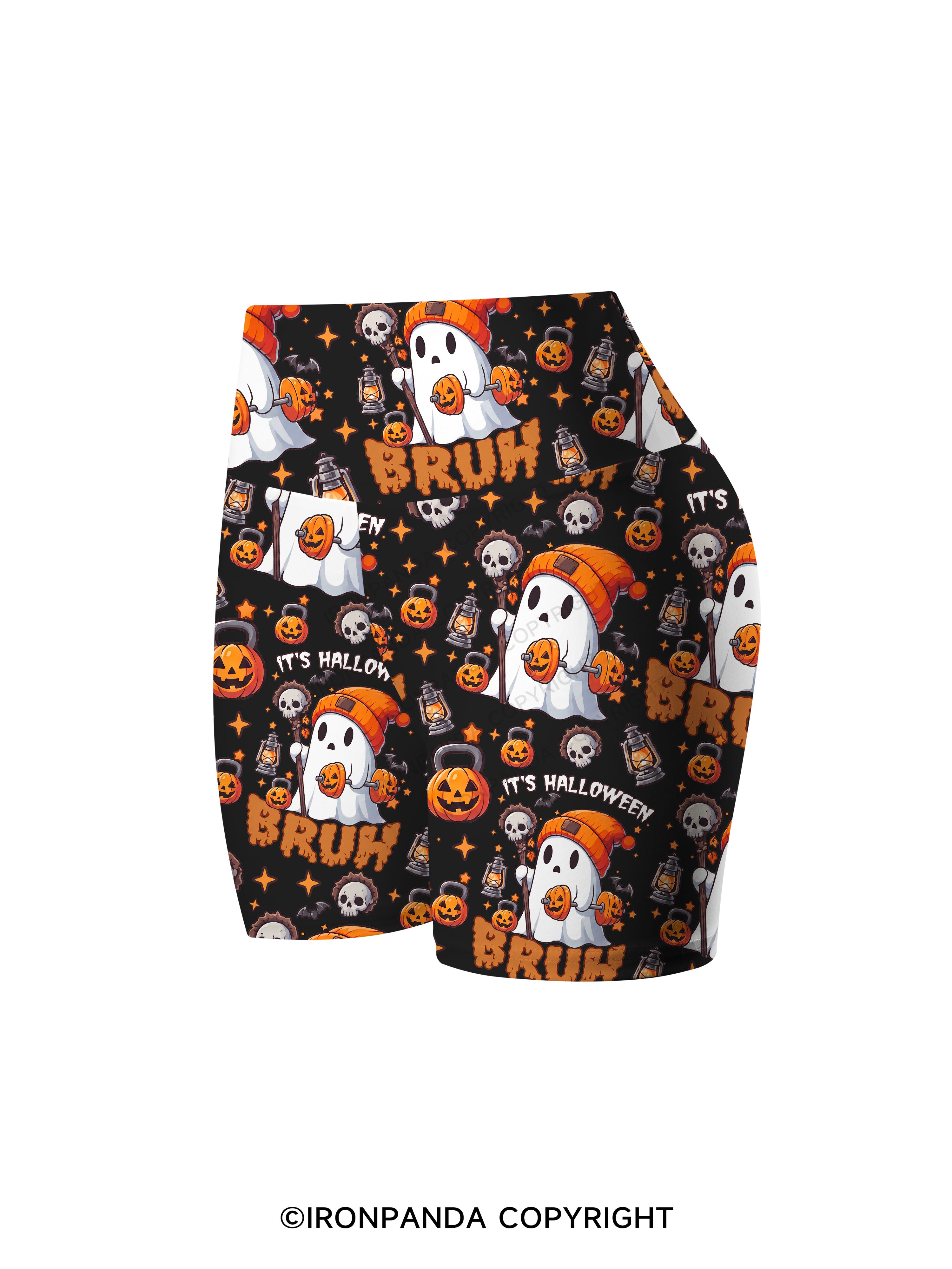 IT'S HALLOWEEN BRUH Printed Yoga Cycling Shorts