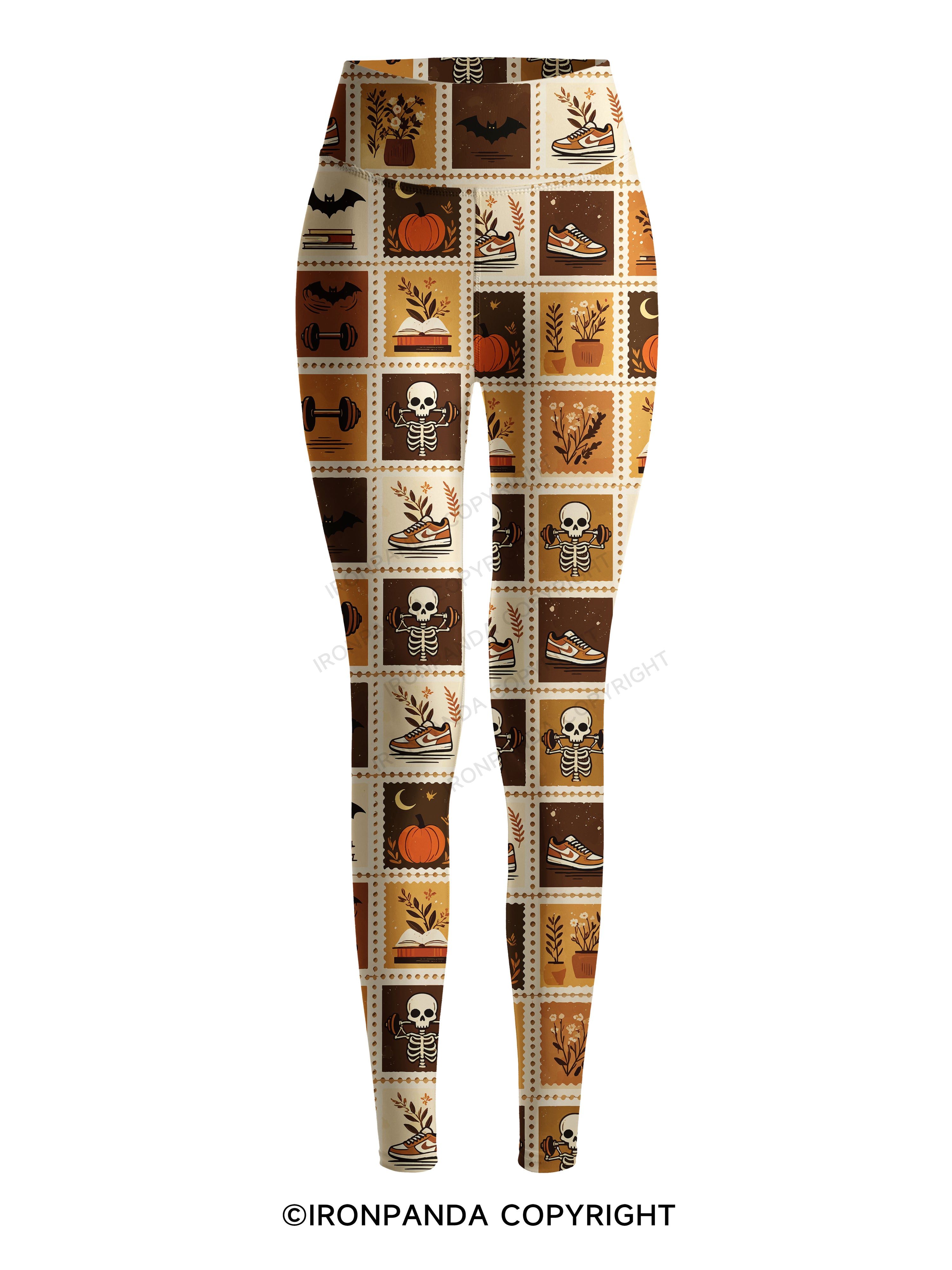 Halloween Fall Fitness Grid Print Printed Yoga Pants