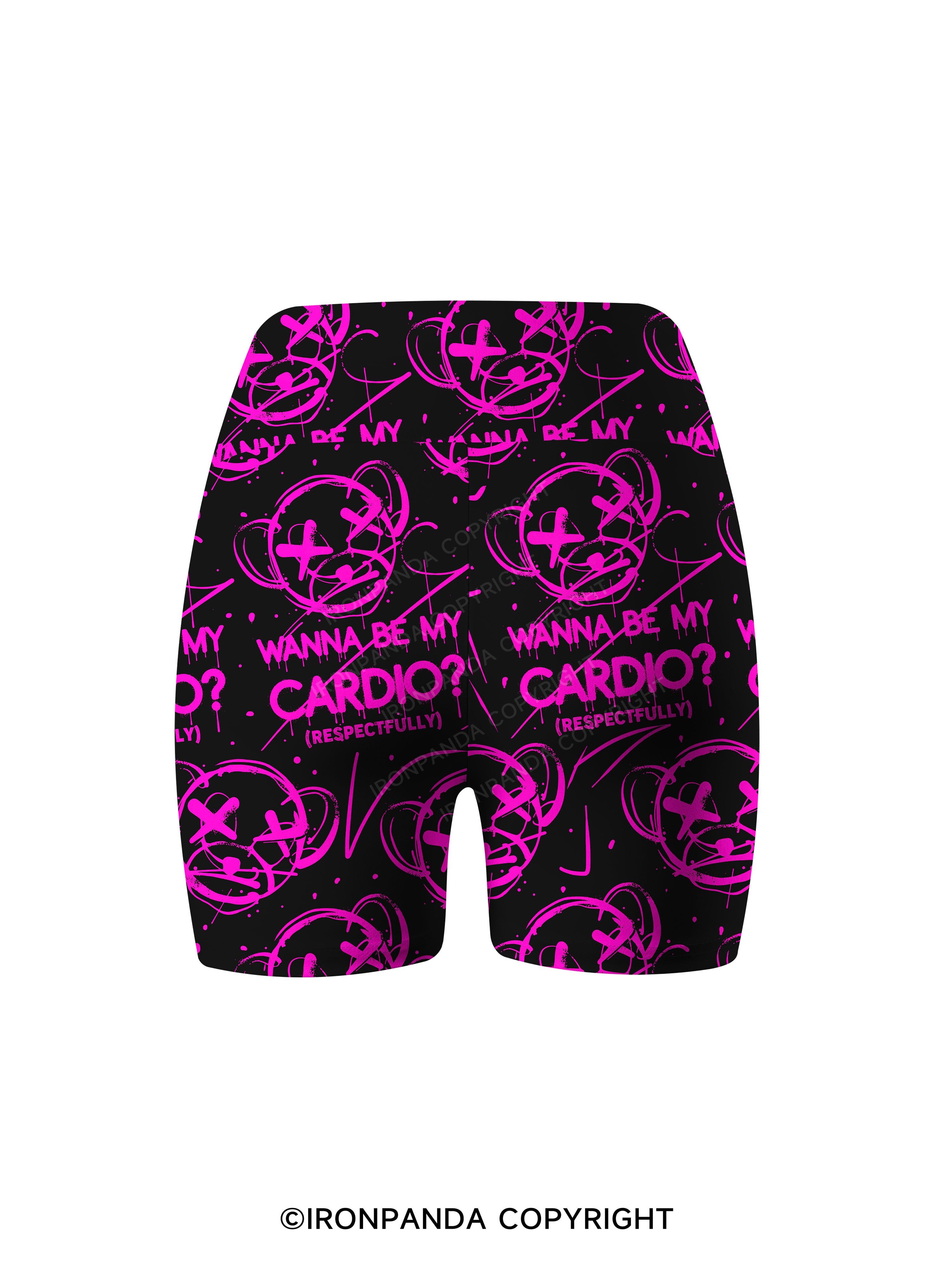 WANNA BE MY CARDIO FUNNY Printed Yoga Cycling Shorts