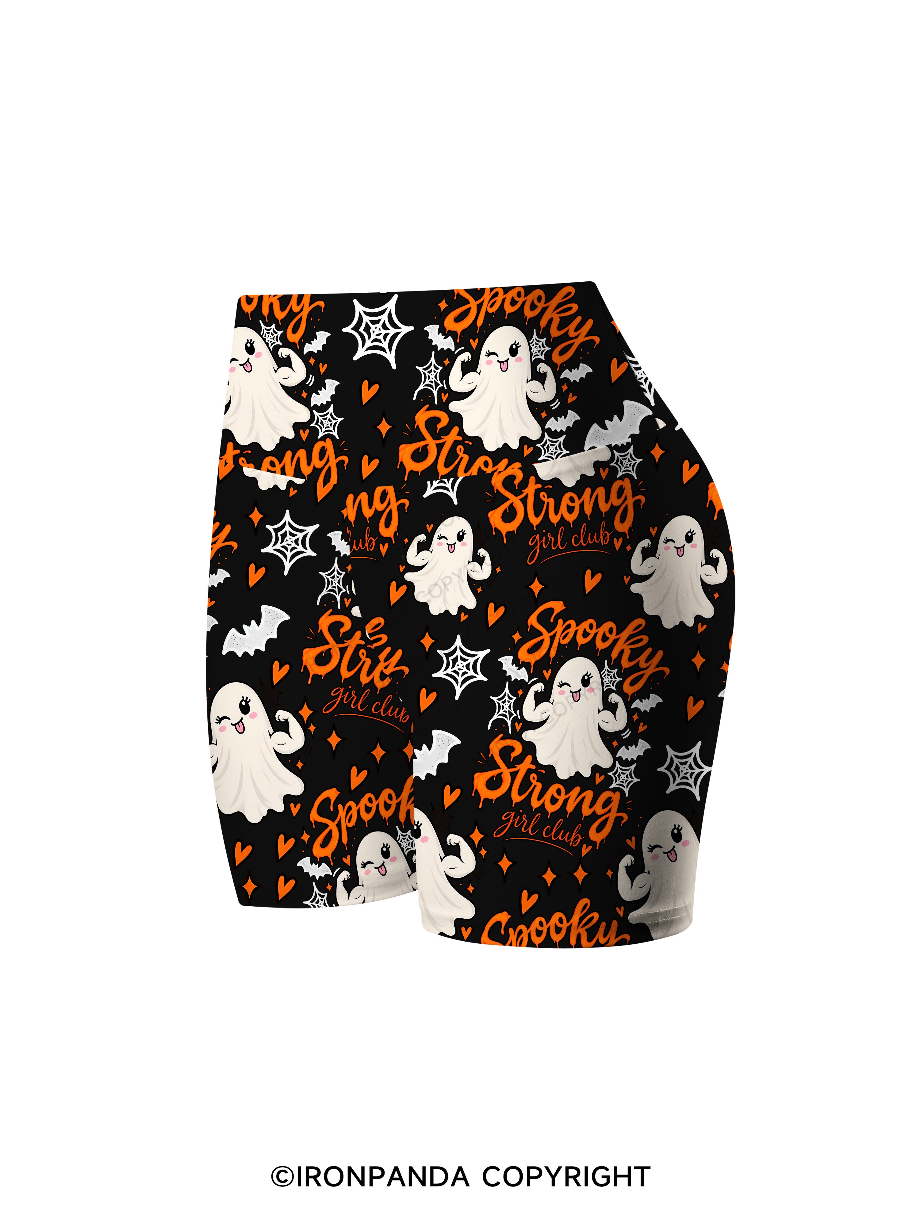 SPOOKY STRONG GIRL CLUB Printed Yoga Cycling Shorts