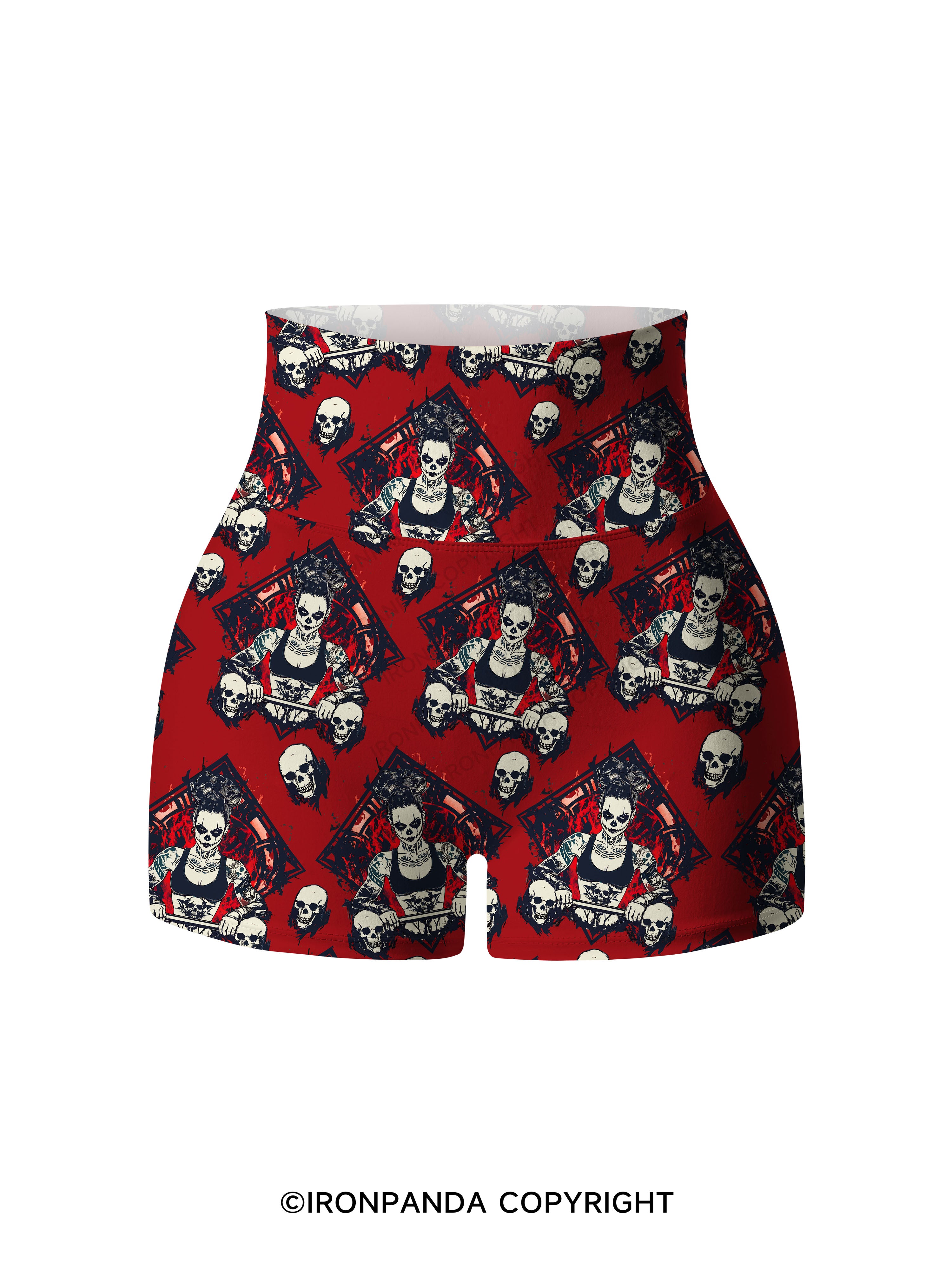 HEAVY LIFTS, DARK VIBES Printed Yoga Shorts