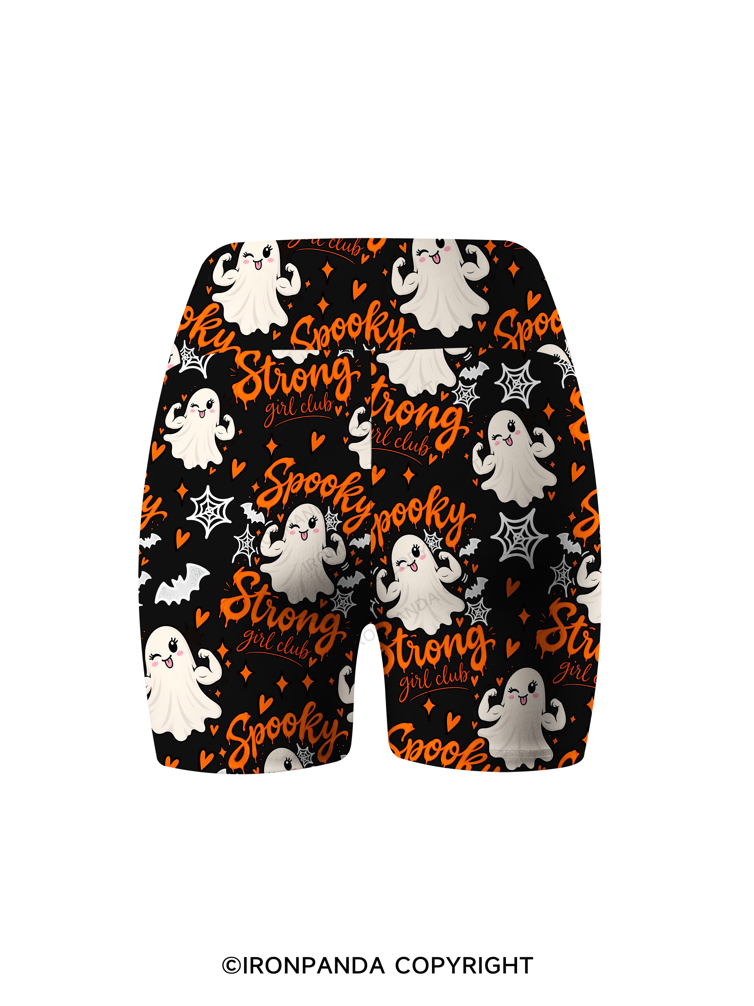 SPOOKY STRONG GIRL CLUB Printed Yoga Cycling Shorts