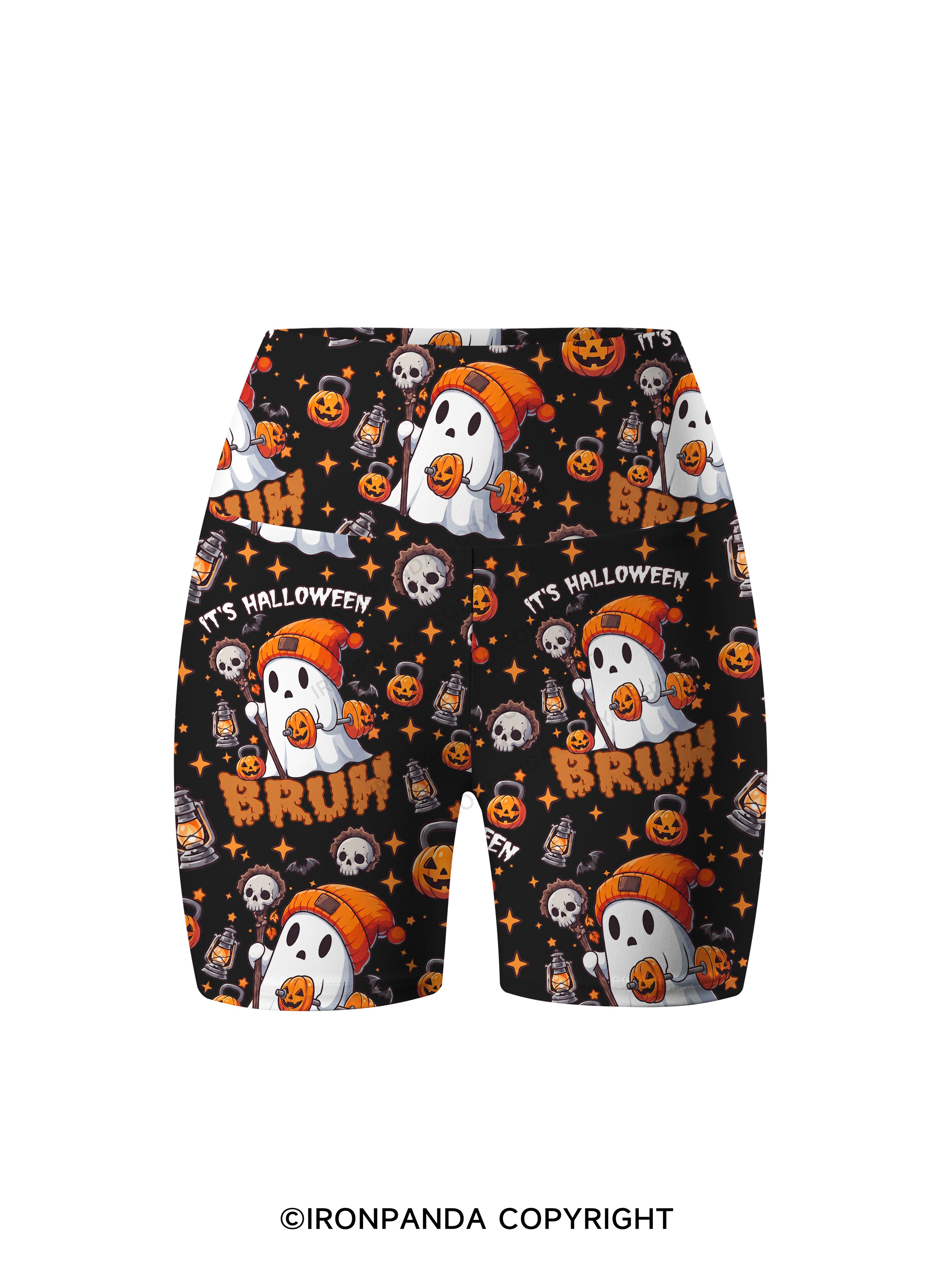 IT'S HALLOWEEN BRUH Printed Yoga Cycling Shorts
