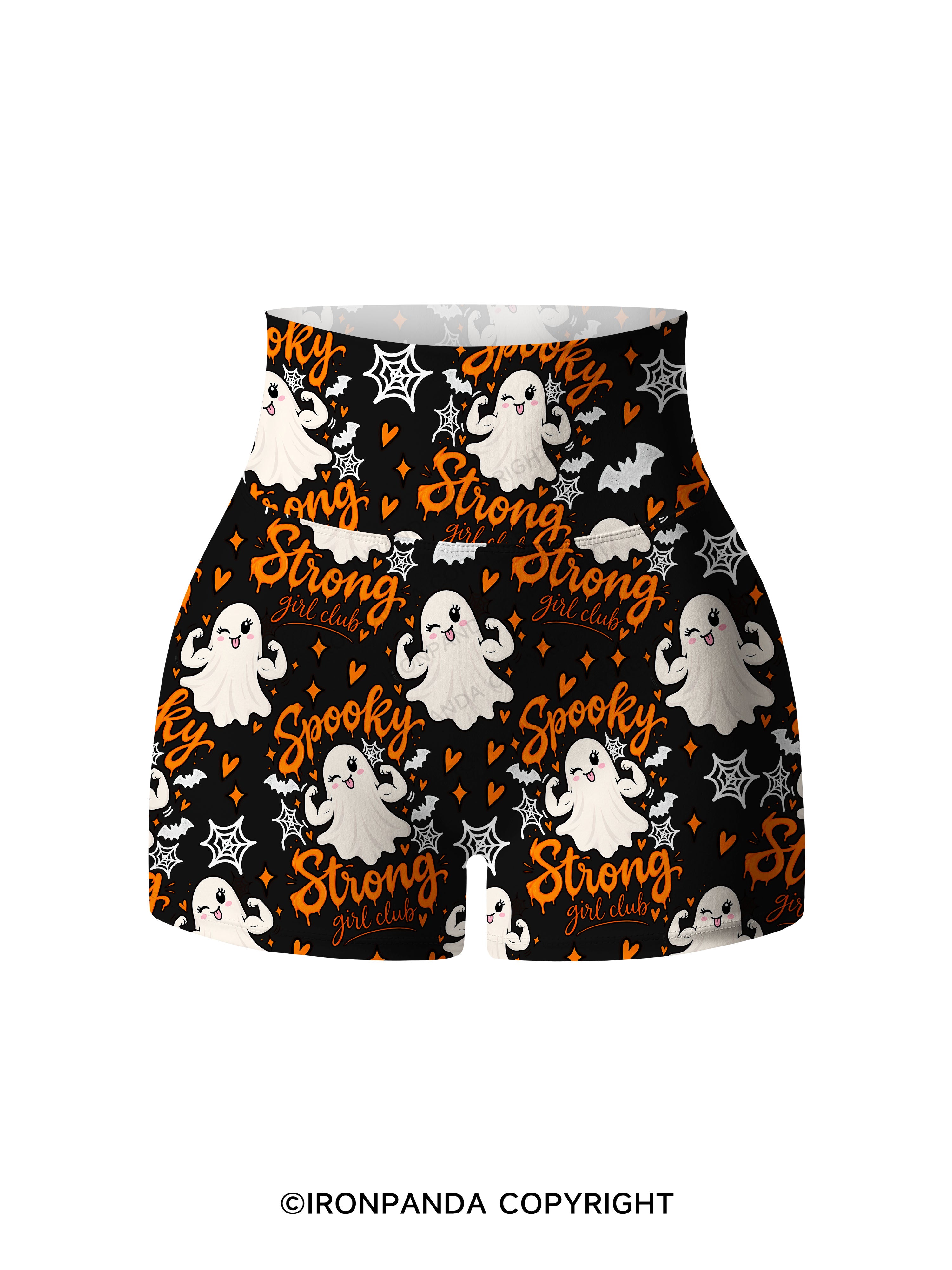 SPOOKY STRONG GIRL CLUB Printed Yoga Shorts