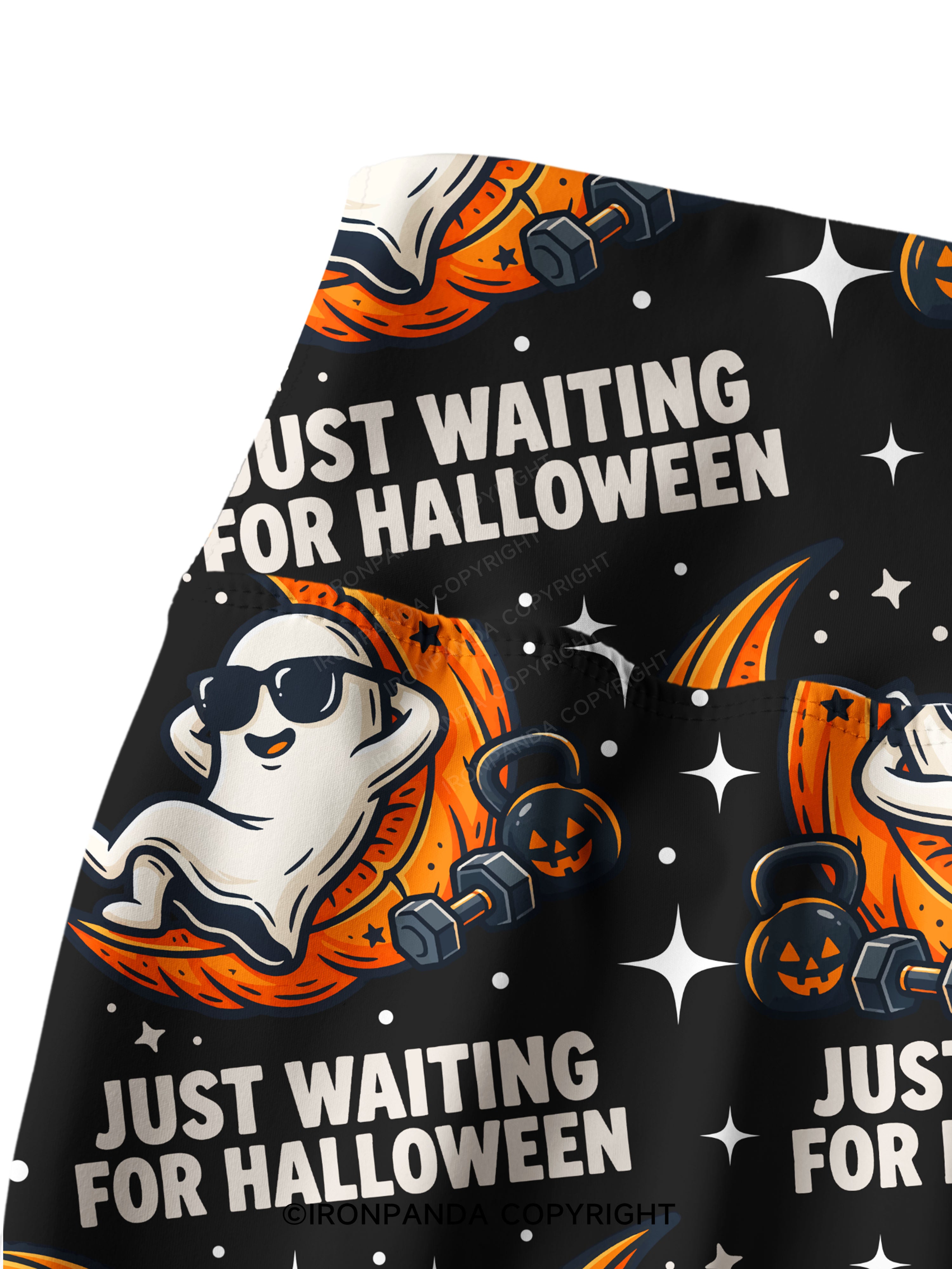 JUST WAITING FOR HALLOWEEN GYM GHOST Printed Yoga Pants