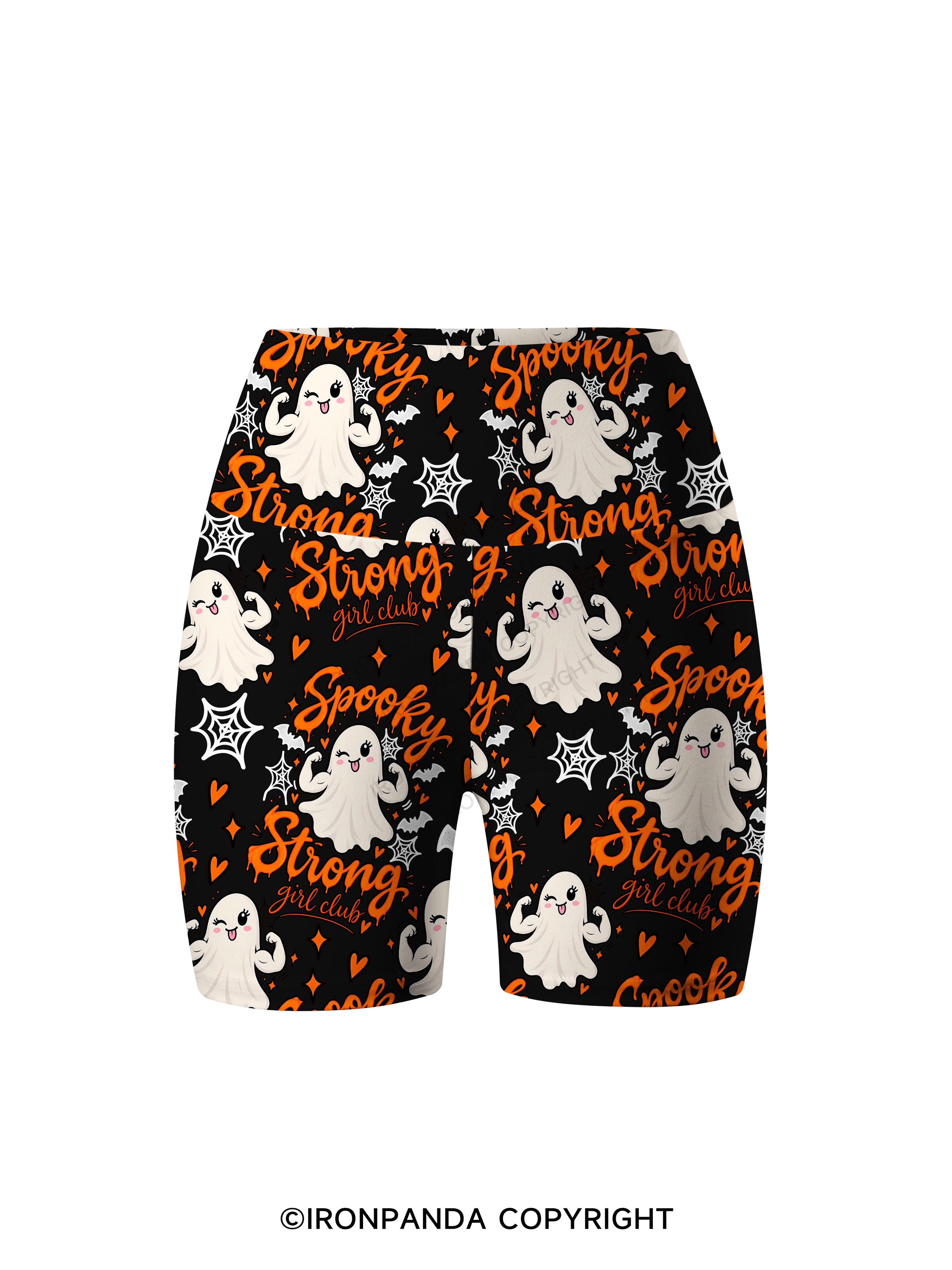 SPOOKY STRONG GIRL CLUB Printed Yoga Cycling Shorts