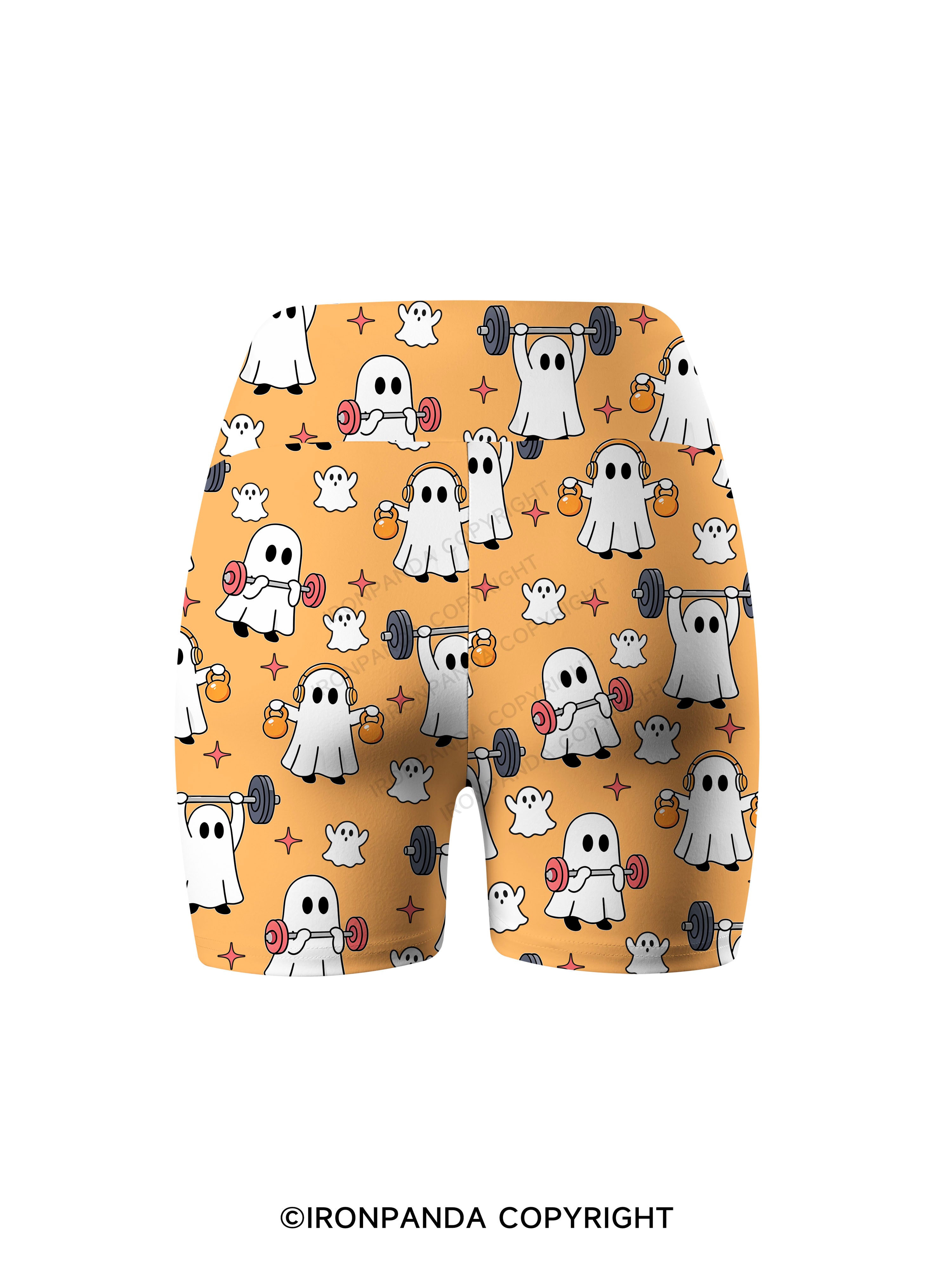 GHOST HALLOWEEN WORKOUT FITNESS Printed Yoga Cycling Shorts