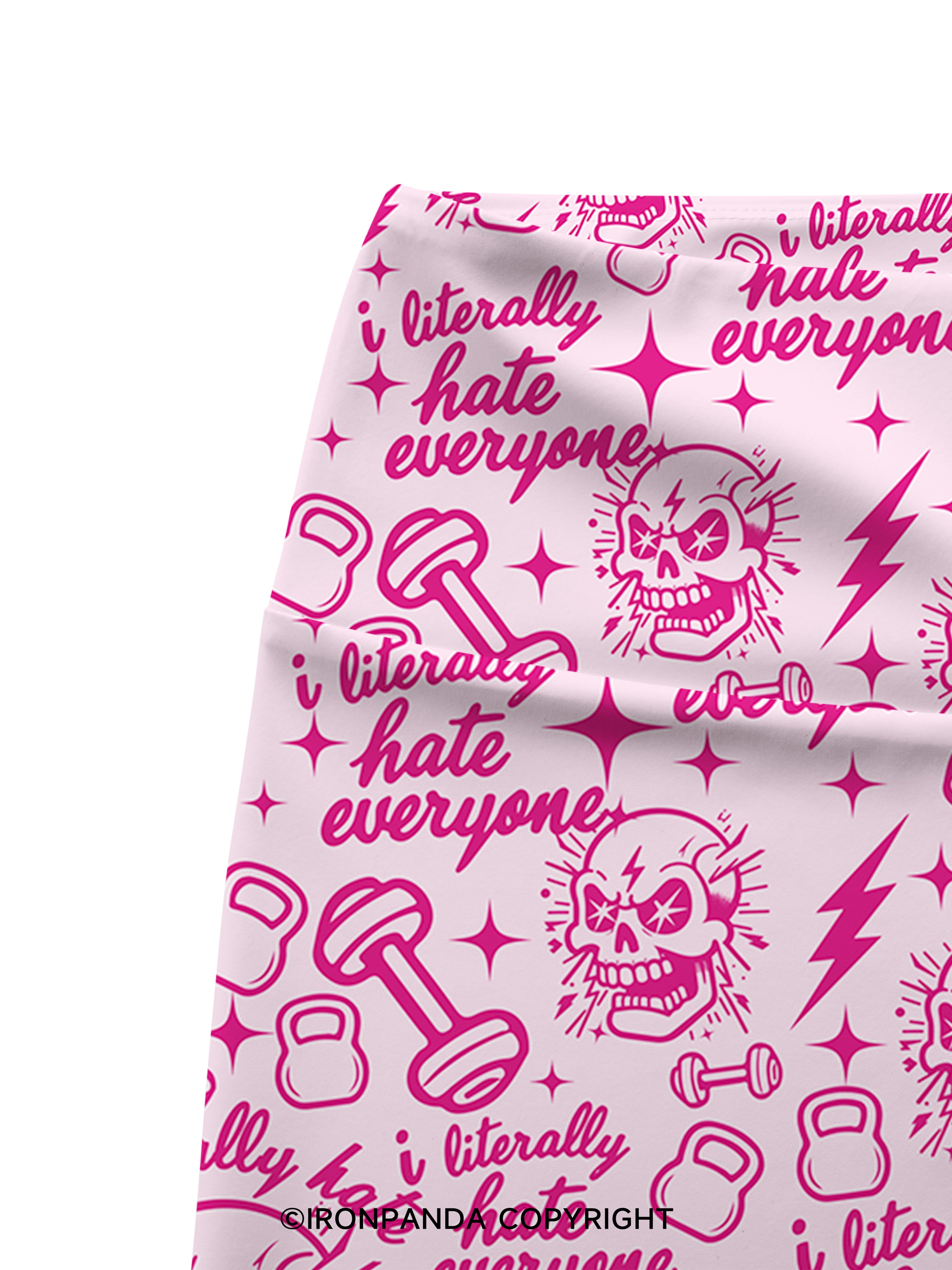 i literally hate everyone skeleton Printed Yoga Cycling Shorts