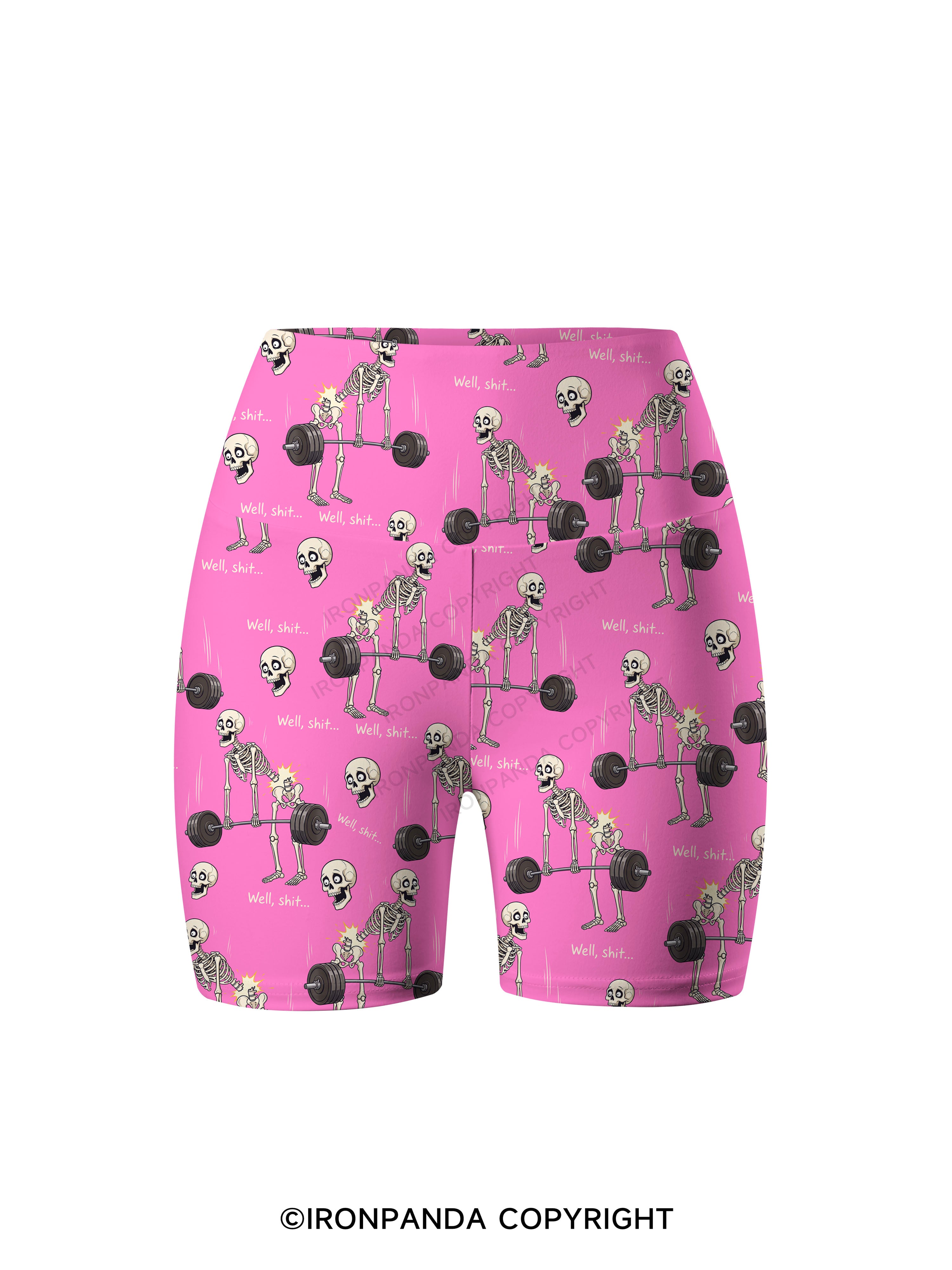 Well Shit Skeleton Deadlift Printed Yoga Cycling Shorts
