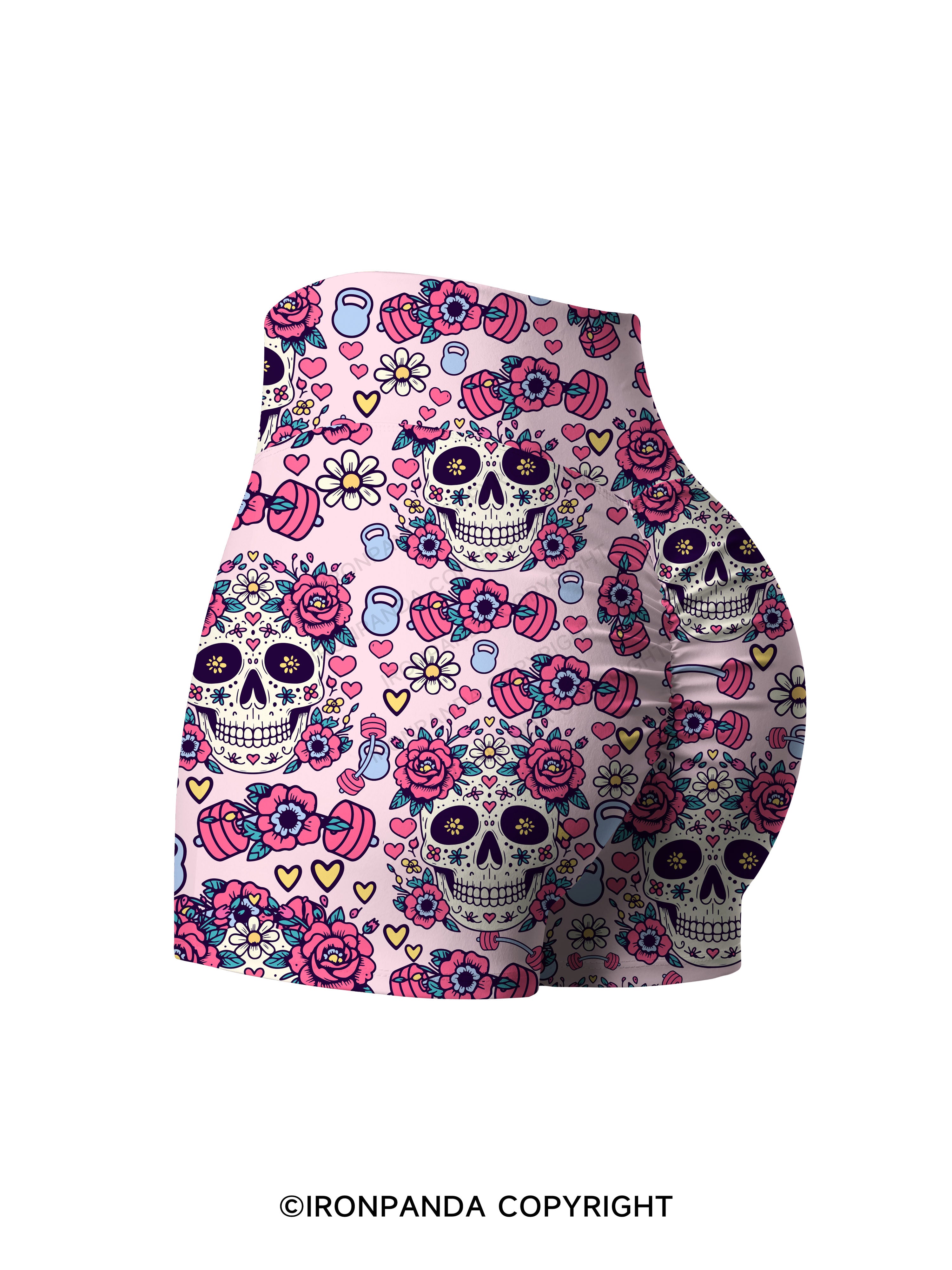 Floral Skull Fitness Printed Yoga Shorts
