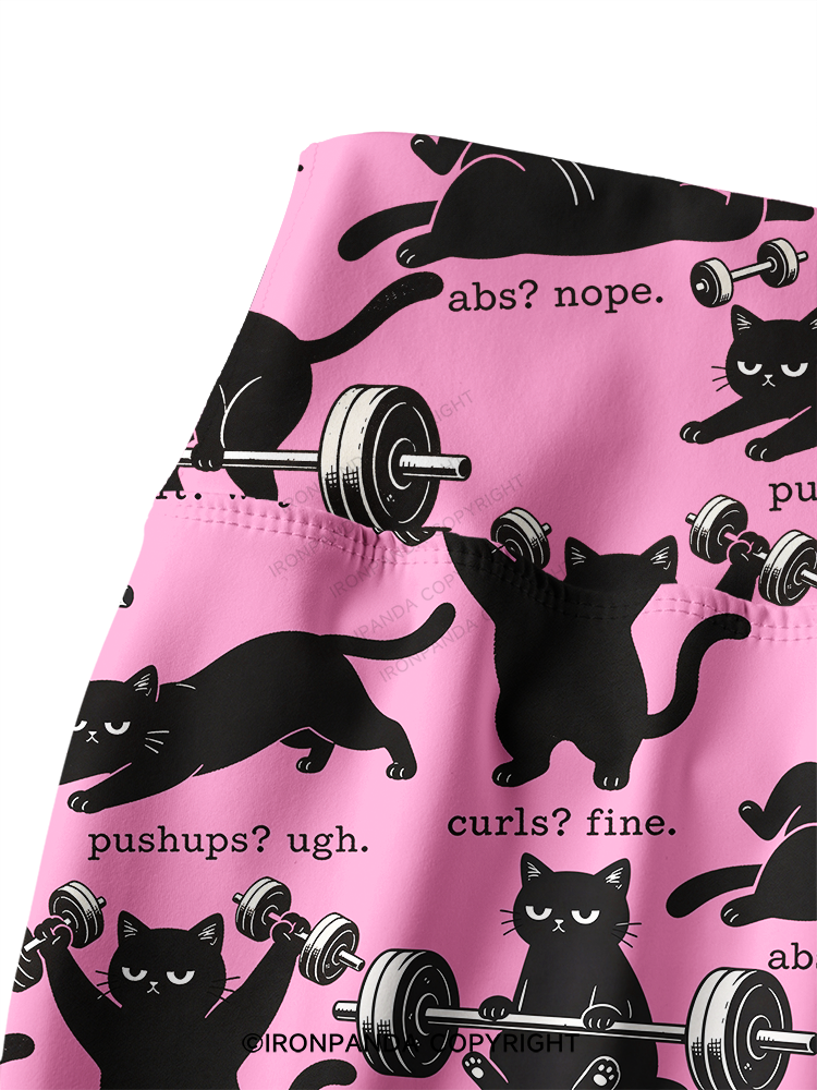 Funny Gym Cat Yoga Printed Yoga Pants
