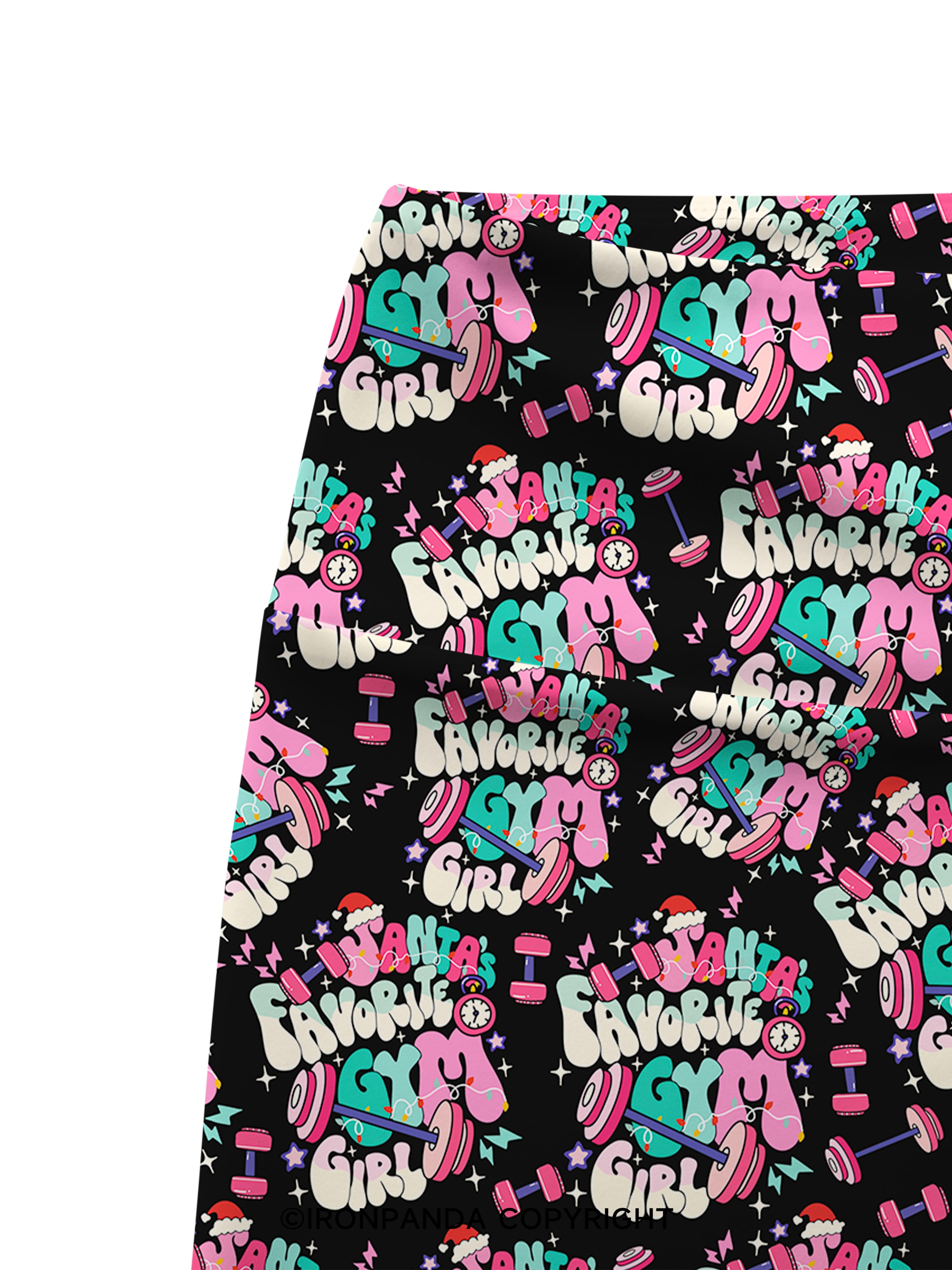 Santa Favorite Gym Girl Printed Yoga Cycling Shorts