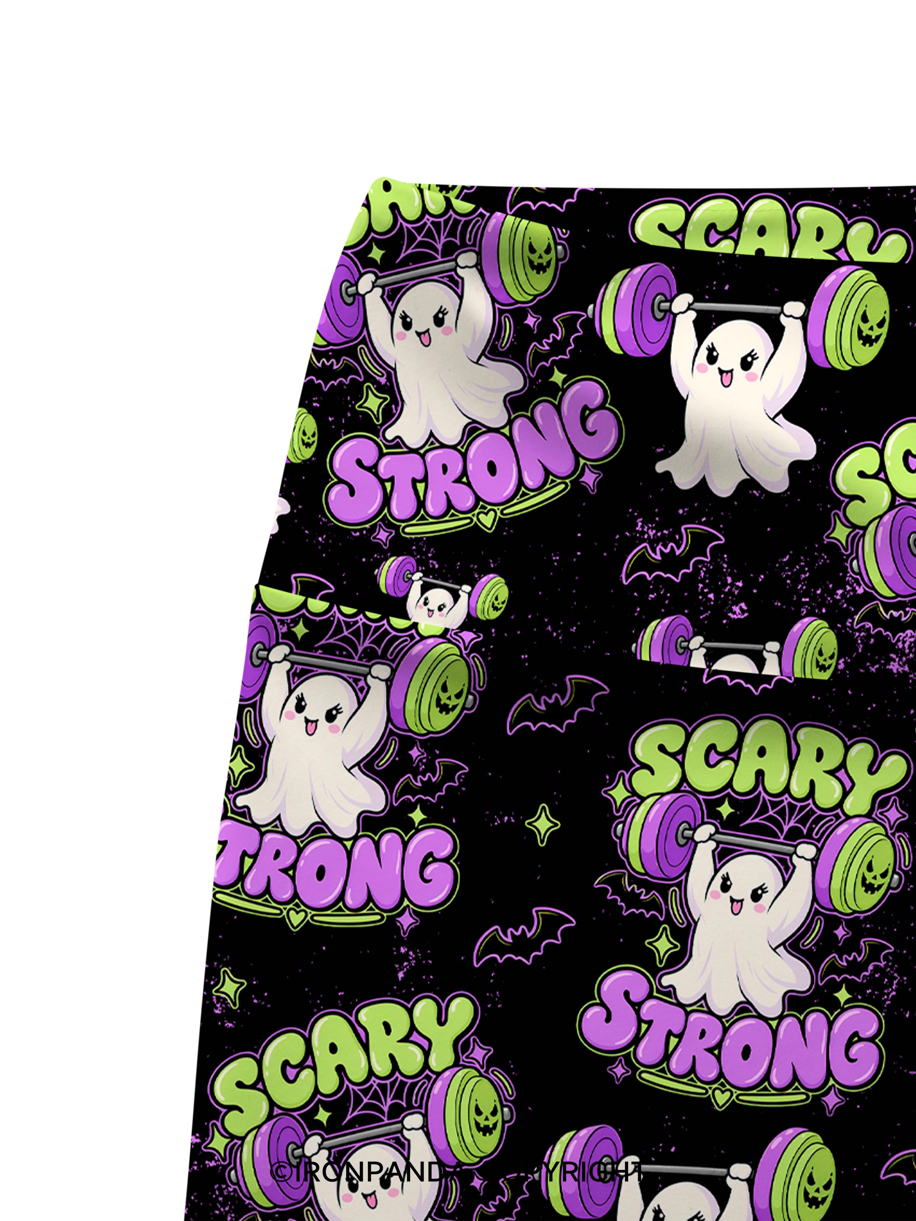SCARY STRONG HALLOWEEN GHOST Printed Yoga Cycling Shorts
