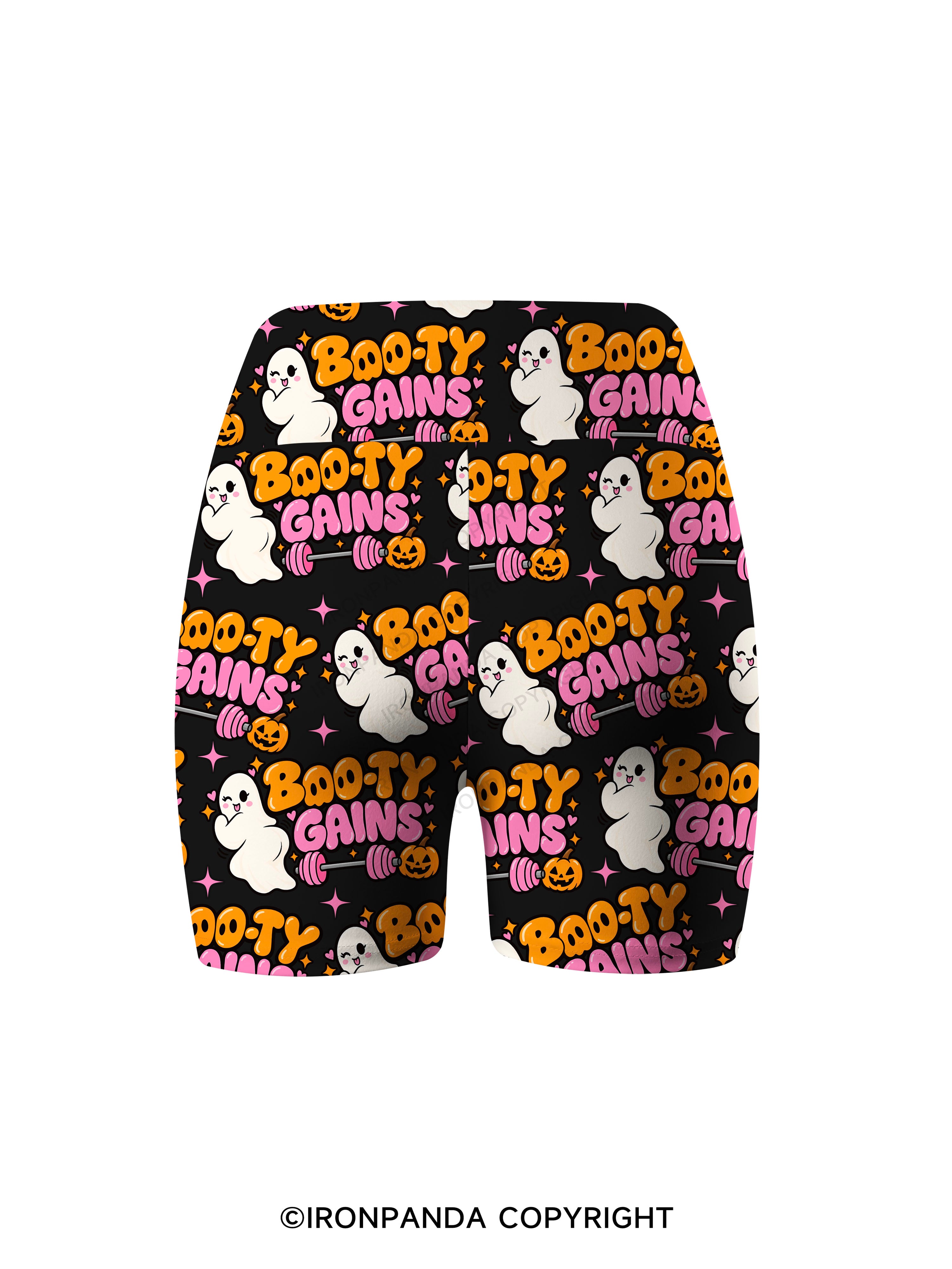 BOO-TY GAINS CUTE GHOST Printed Yoga Cycling Shorts
