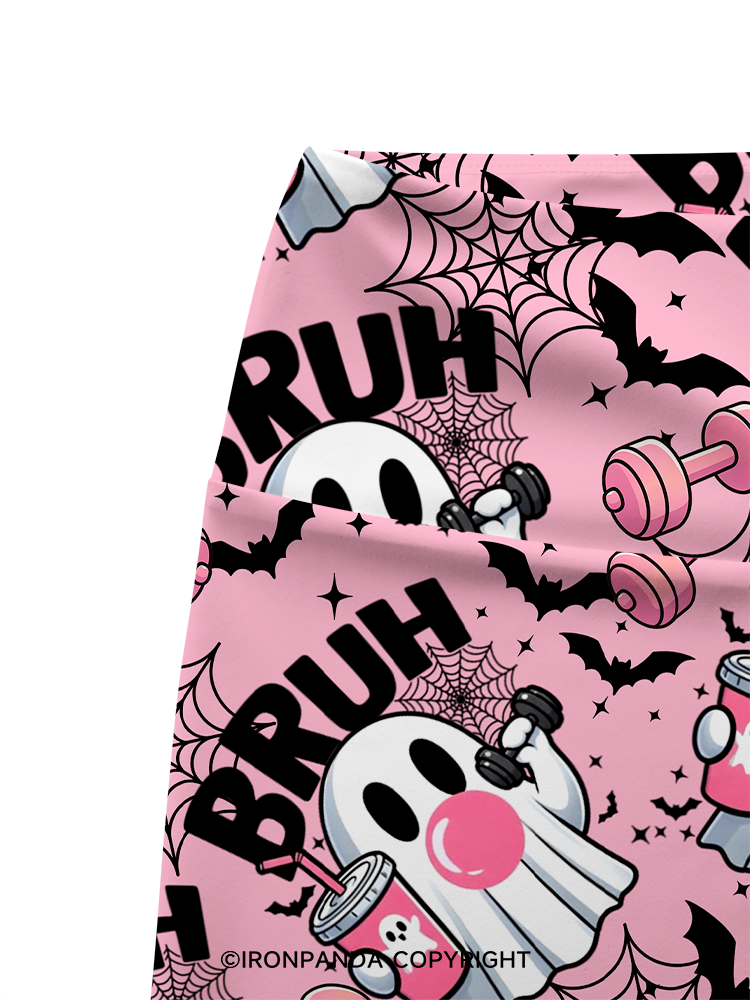 Bruh Ghost Workout Printed Yoga Cycling Shorts