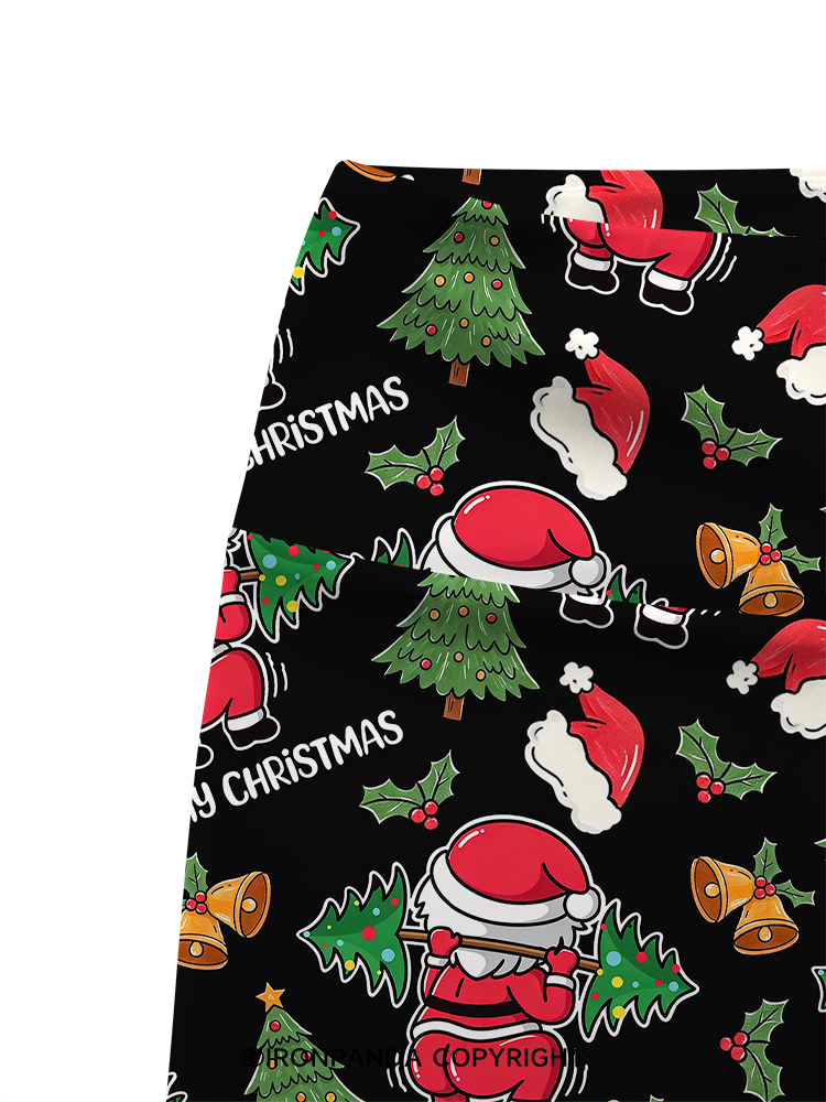 Funny Healthy Christmas Santa Printed Yoga Cycling Shorts