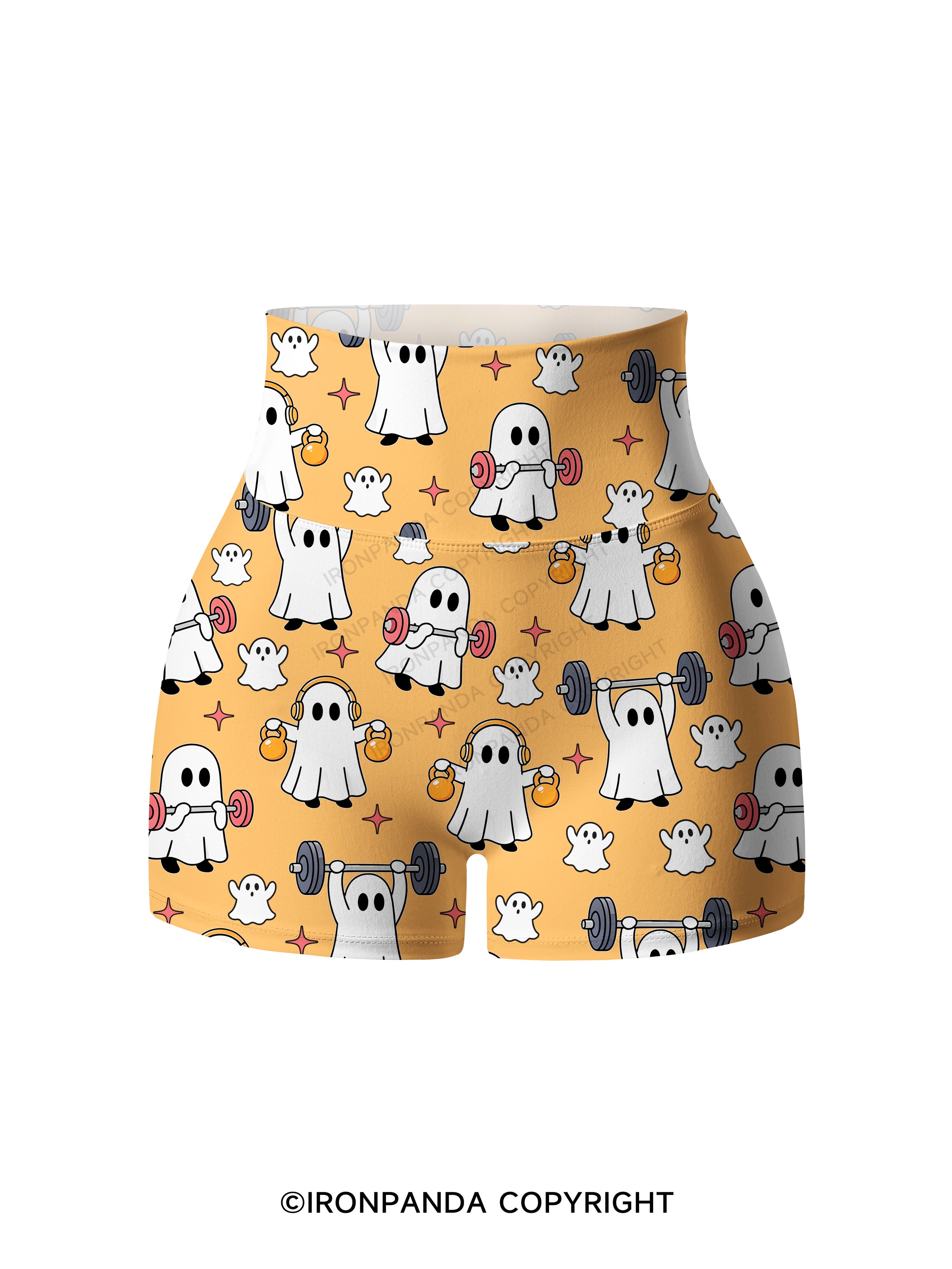 GHOST HALLOWEEN WORKOUT FITNESS Printed Yoga Shorts
