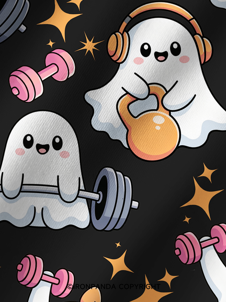 GHOST POWER WORKOUT TIME Printed Yoga Shorts