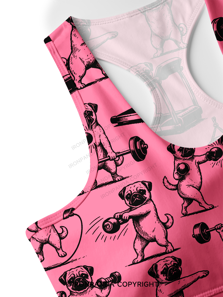 Pug Workout Yoga Racerback Sports Bra