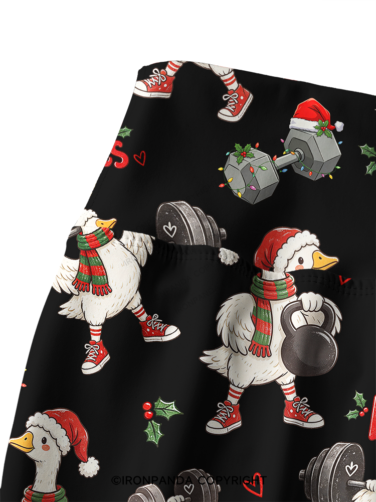 Weightlifting Christmas Goose Printed Yoga Pants