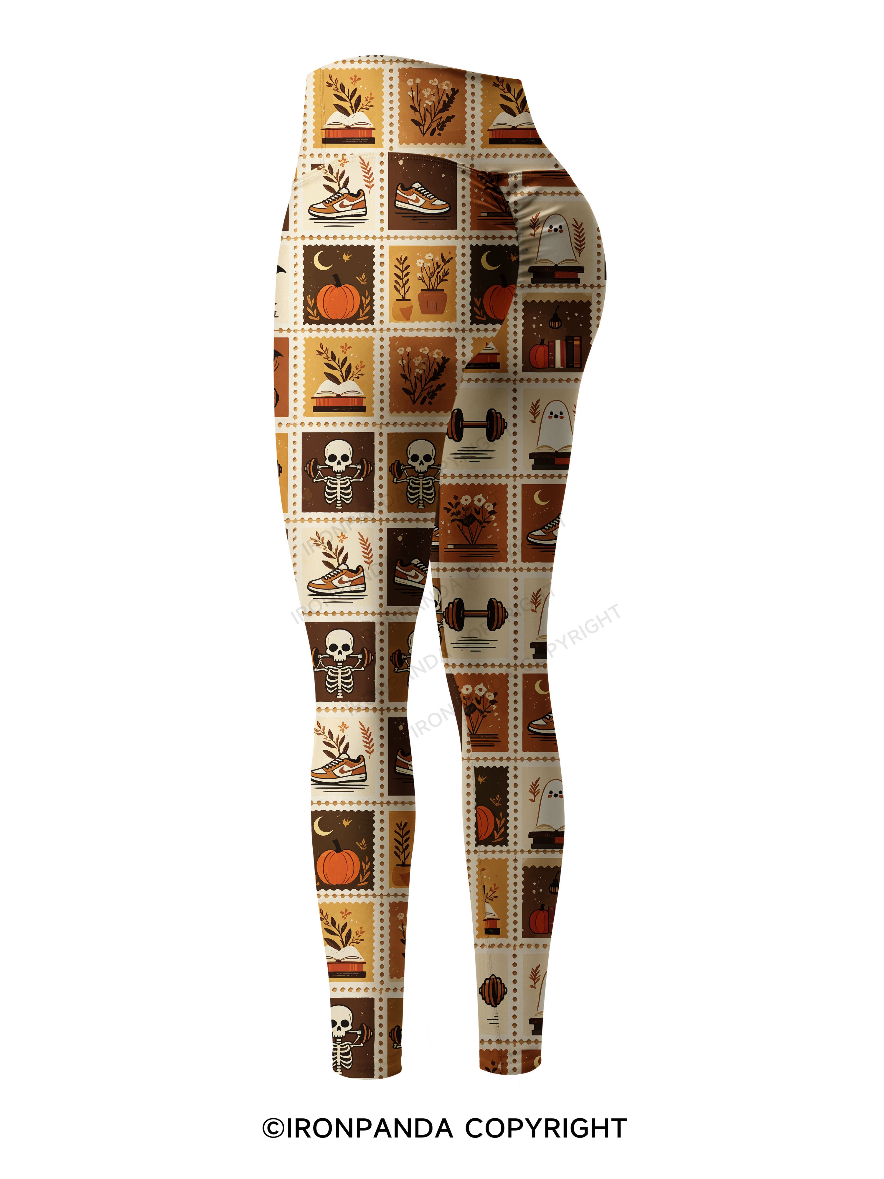 Halloween Fall Fitness Grid Print Printed Yoga Pants