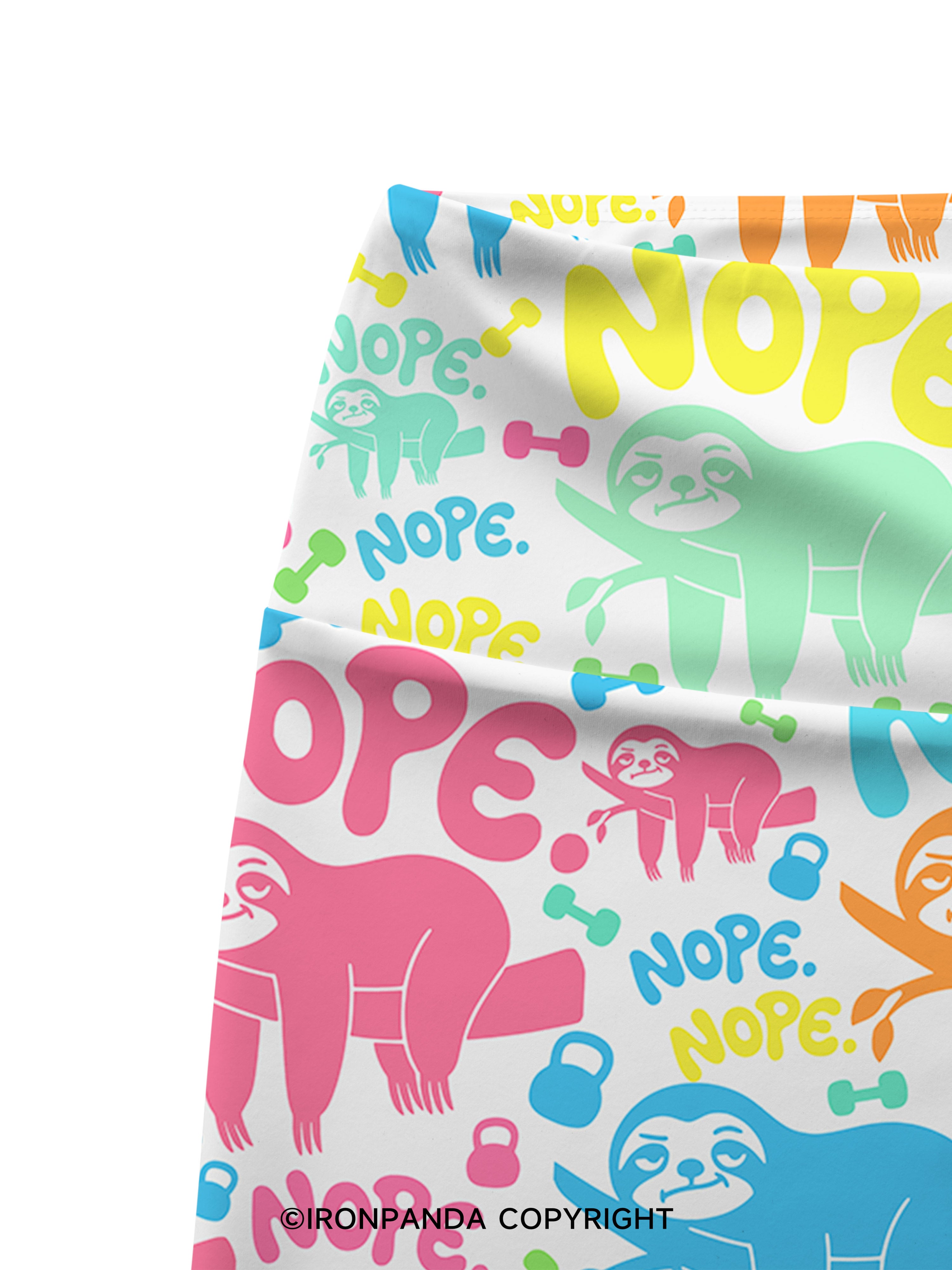 NO TODAY SLOTH Printed Yoga Cycling Shorts