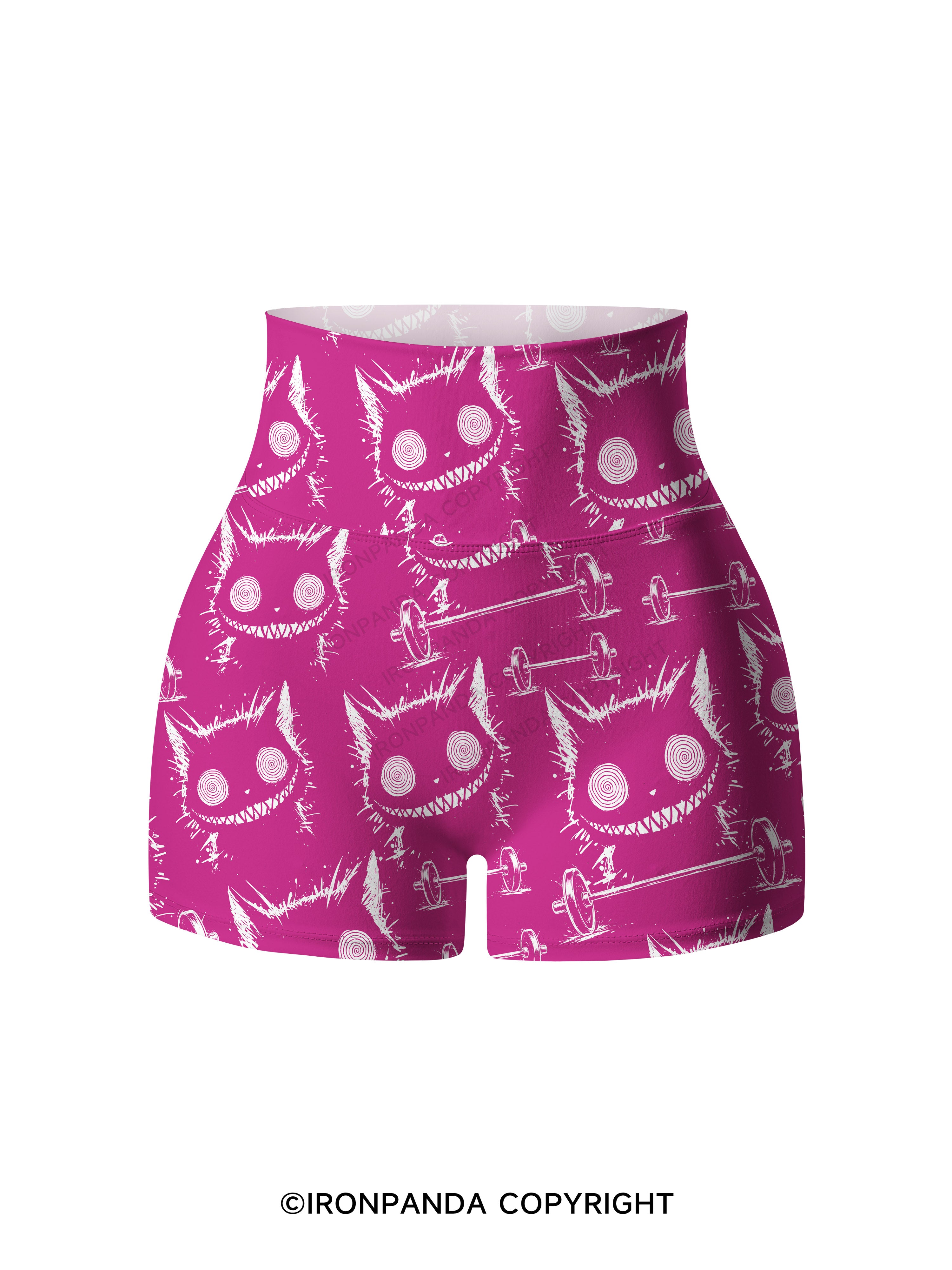 Creepy Cute Cat Printed Yoga Shorts