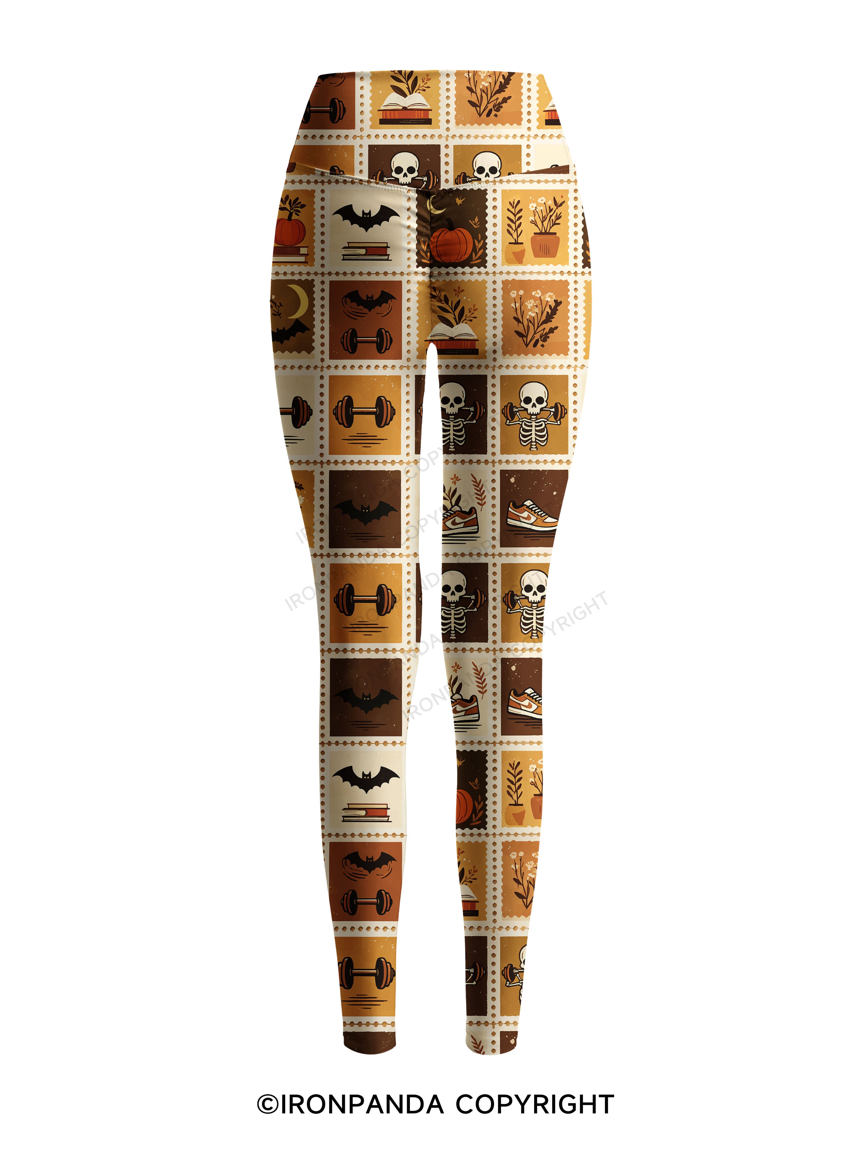 Halloween Fall Fitness Grid Print Printed Yoga Pants