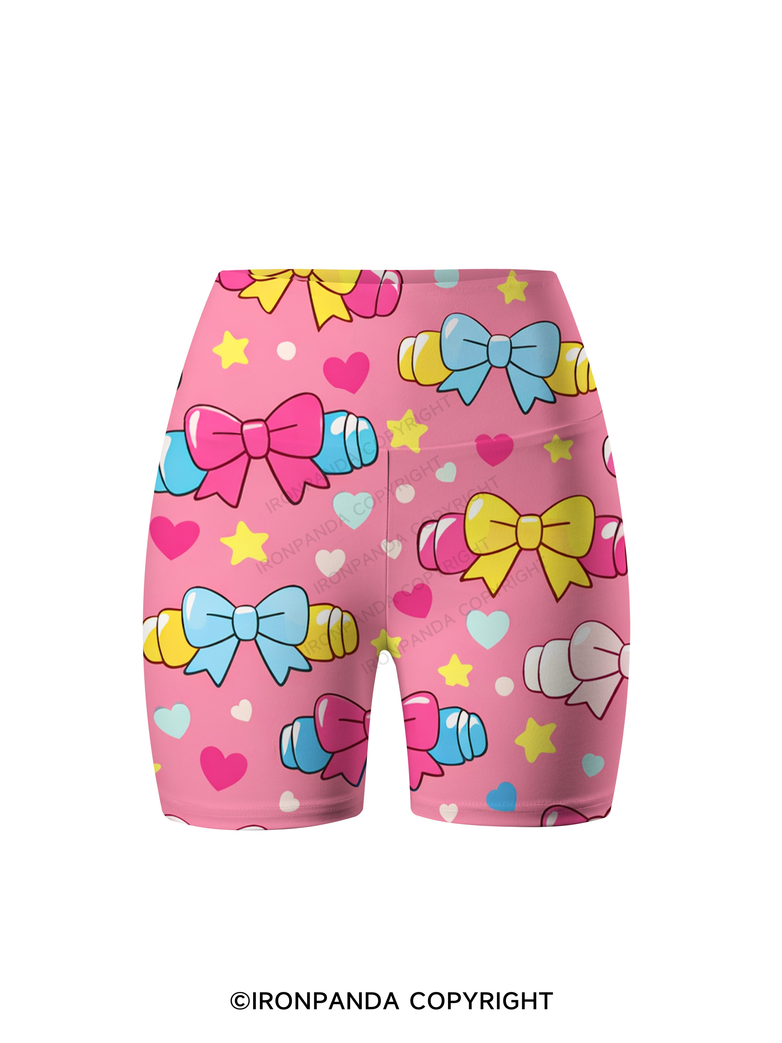 Sweet Pump Bow Dumbbell Printed Yoga Cycling Shorts