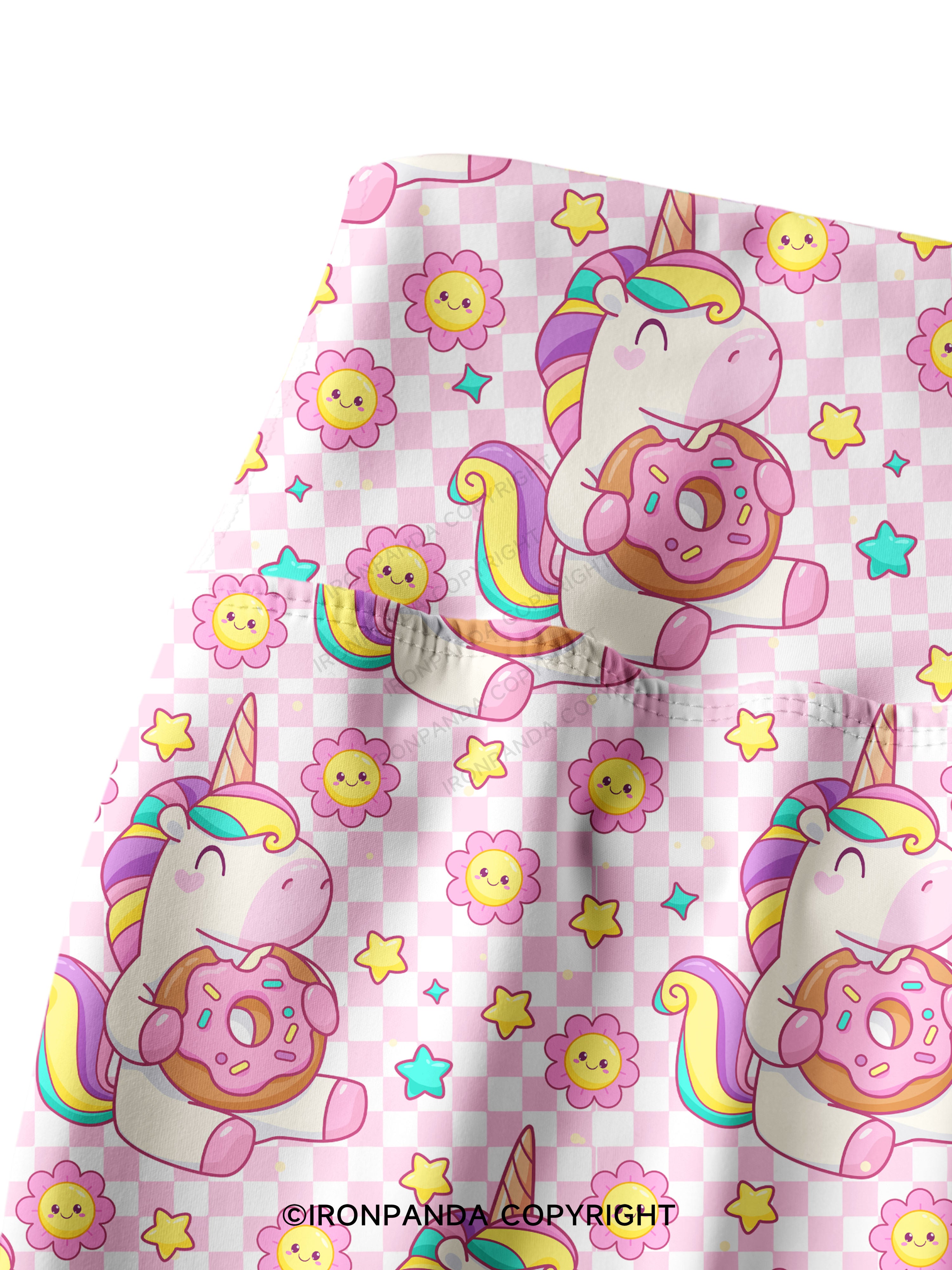 Checkerboard Gym Unicorn Printed Yoga Pants