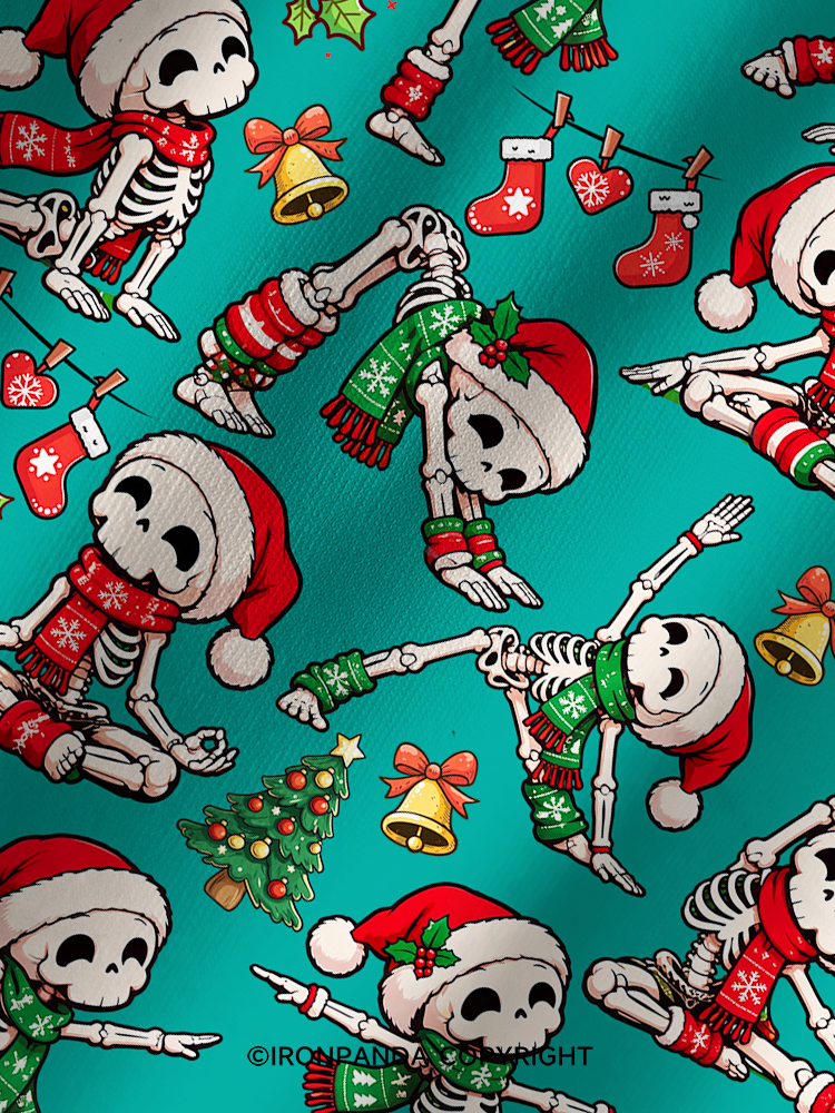 Yoga Skeleton Santa Hat Yogi Printed Yoga Shorts