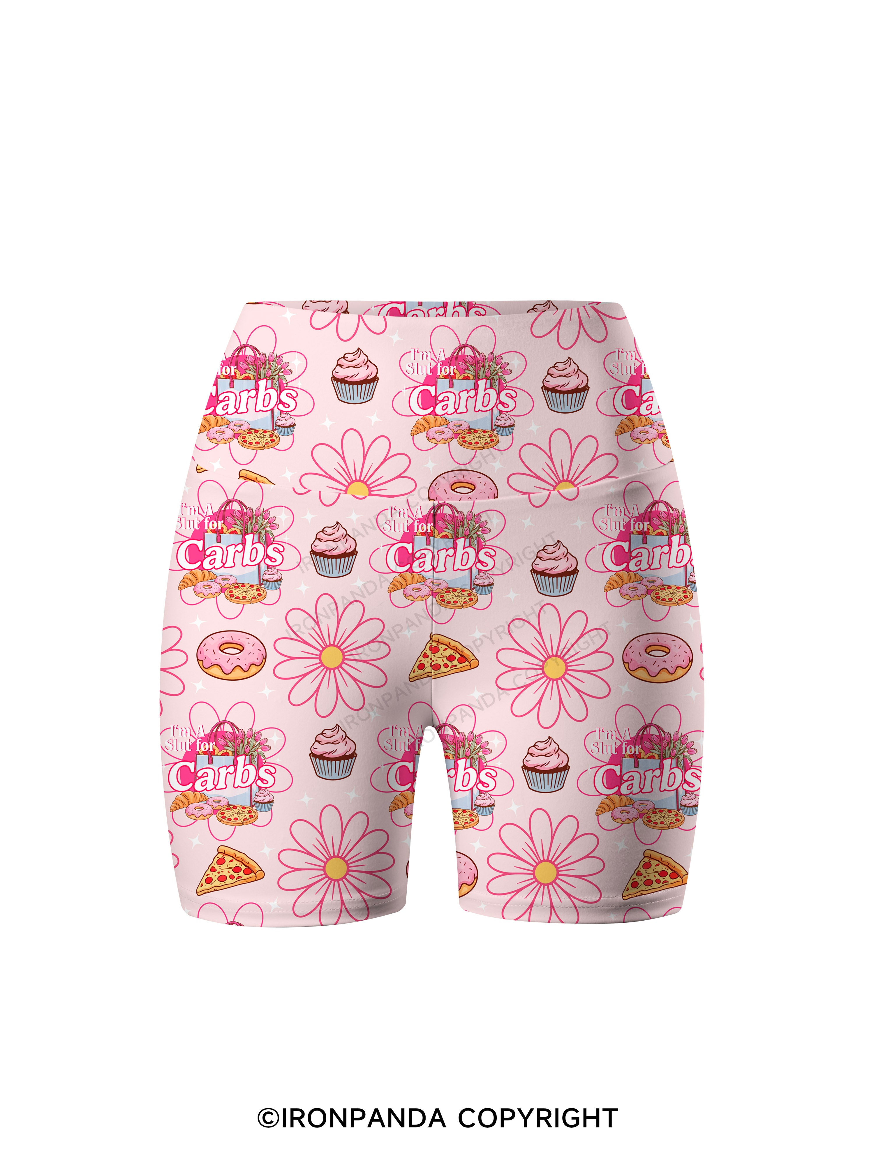 I'M A SLUT FOR CARBS Printed Yoga Cycling Shorts