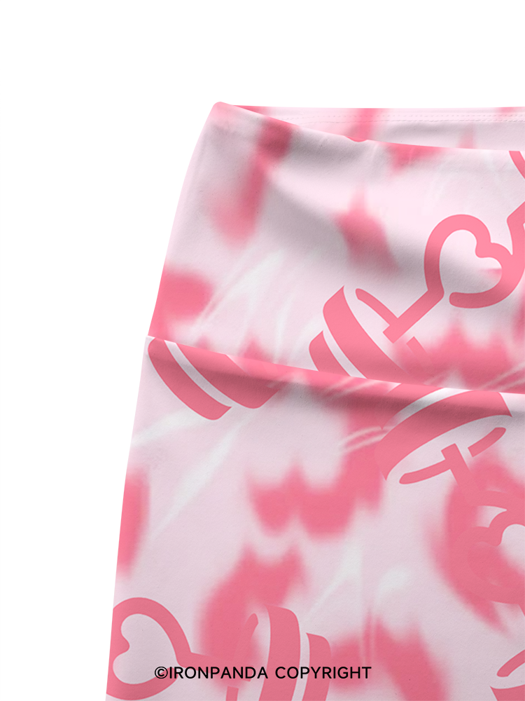 Pink Love Gym Printed Yoga Cycling Shorts