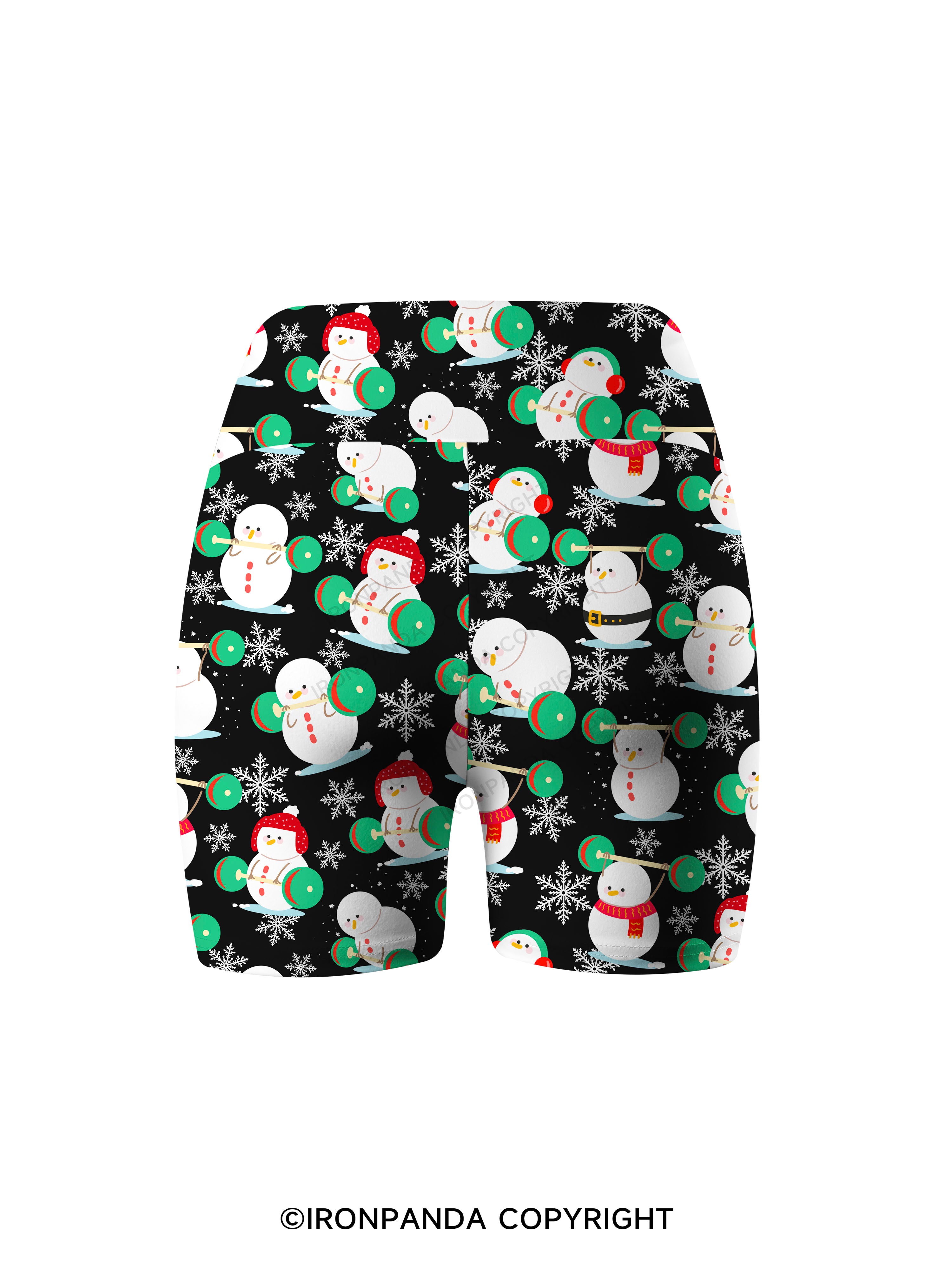 Snowman team weightlifting Printed Yoga Cycling Shorts