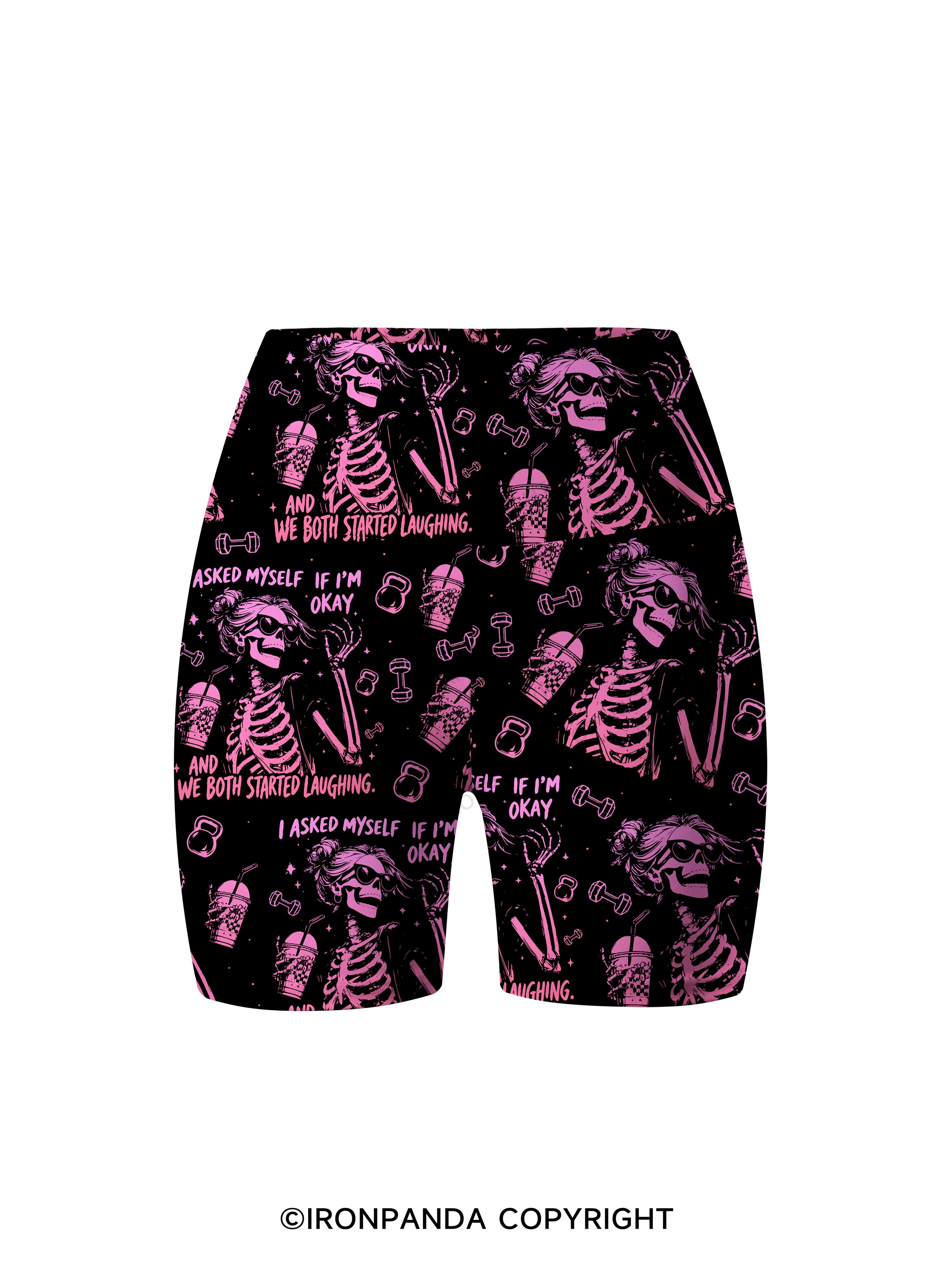 I ASKED MYSELF IF I'M OKAY AND WE BOTH STARTED LAUGHING Printed Yoga Cycling Shorts