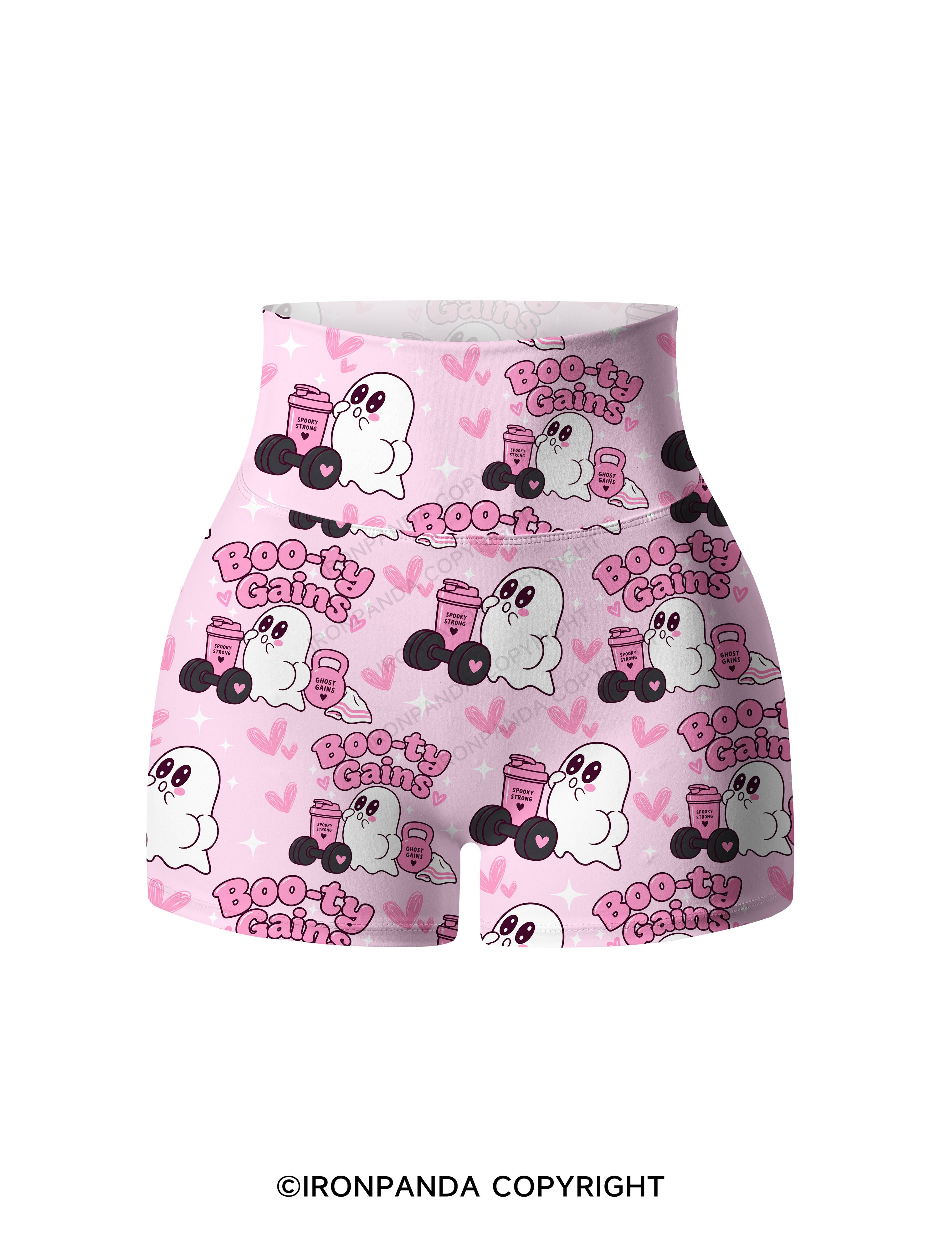 Boo-ty Gains Ghost Print Printed Yoga Shorts