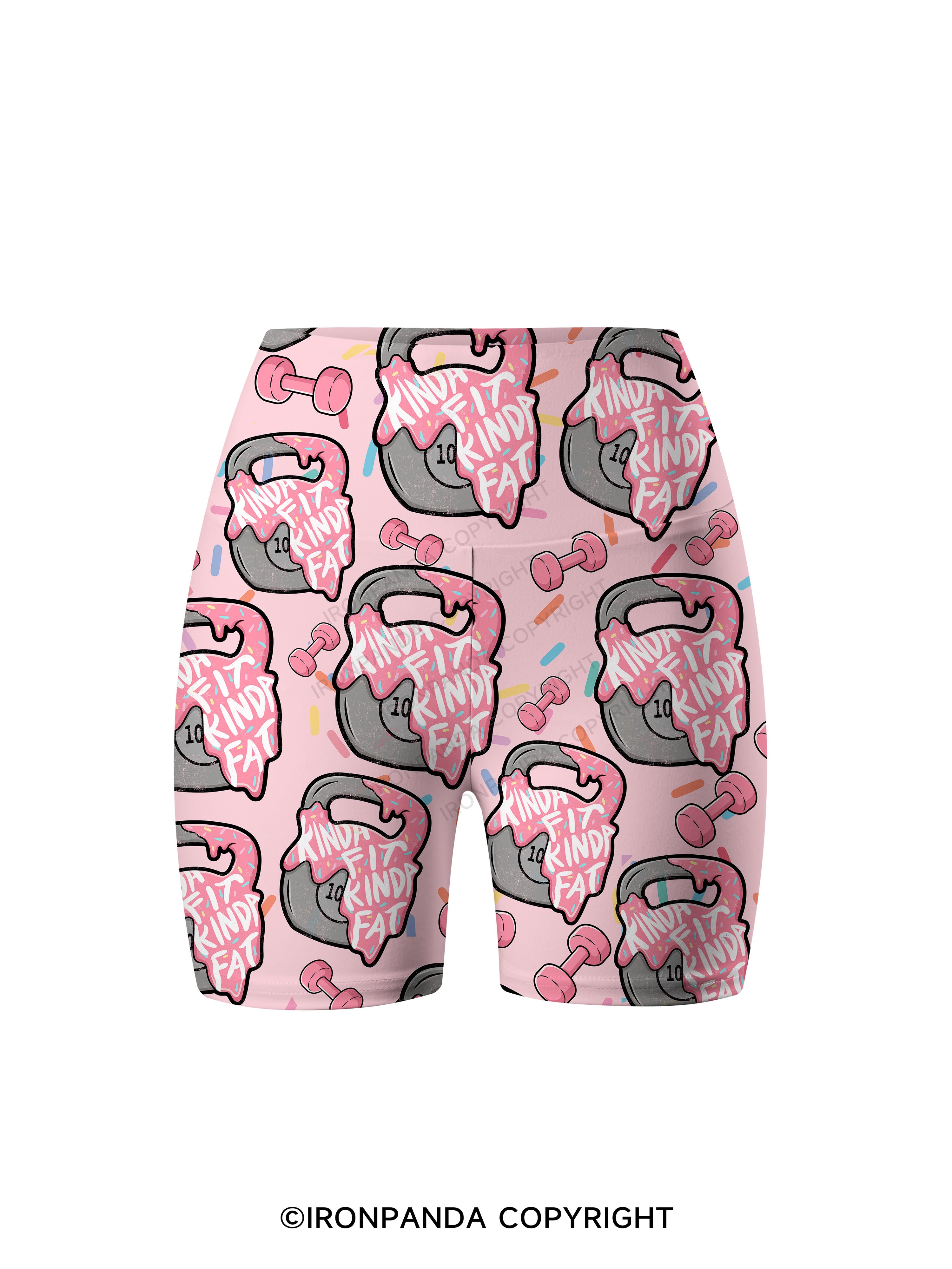 KINDA FIT SORTA FAT KETTLEBELL Printed Yoga Cycling Shorts