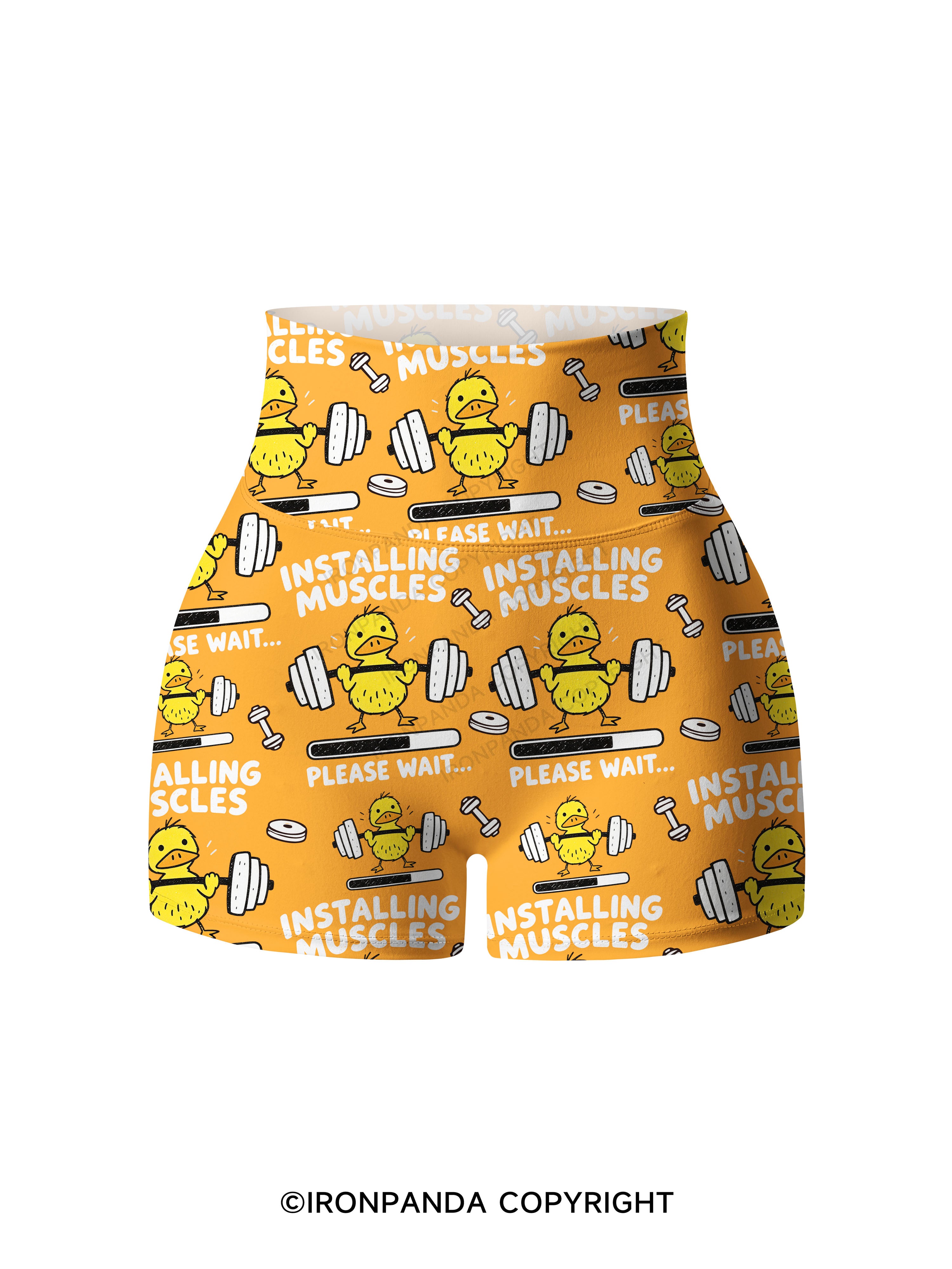 INSTALLING MUSCLES PLEASE WAIT Printed Yoga Shorts