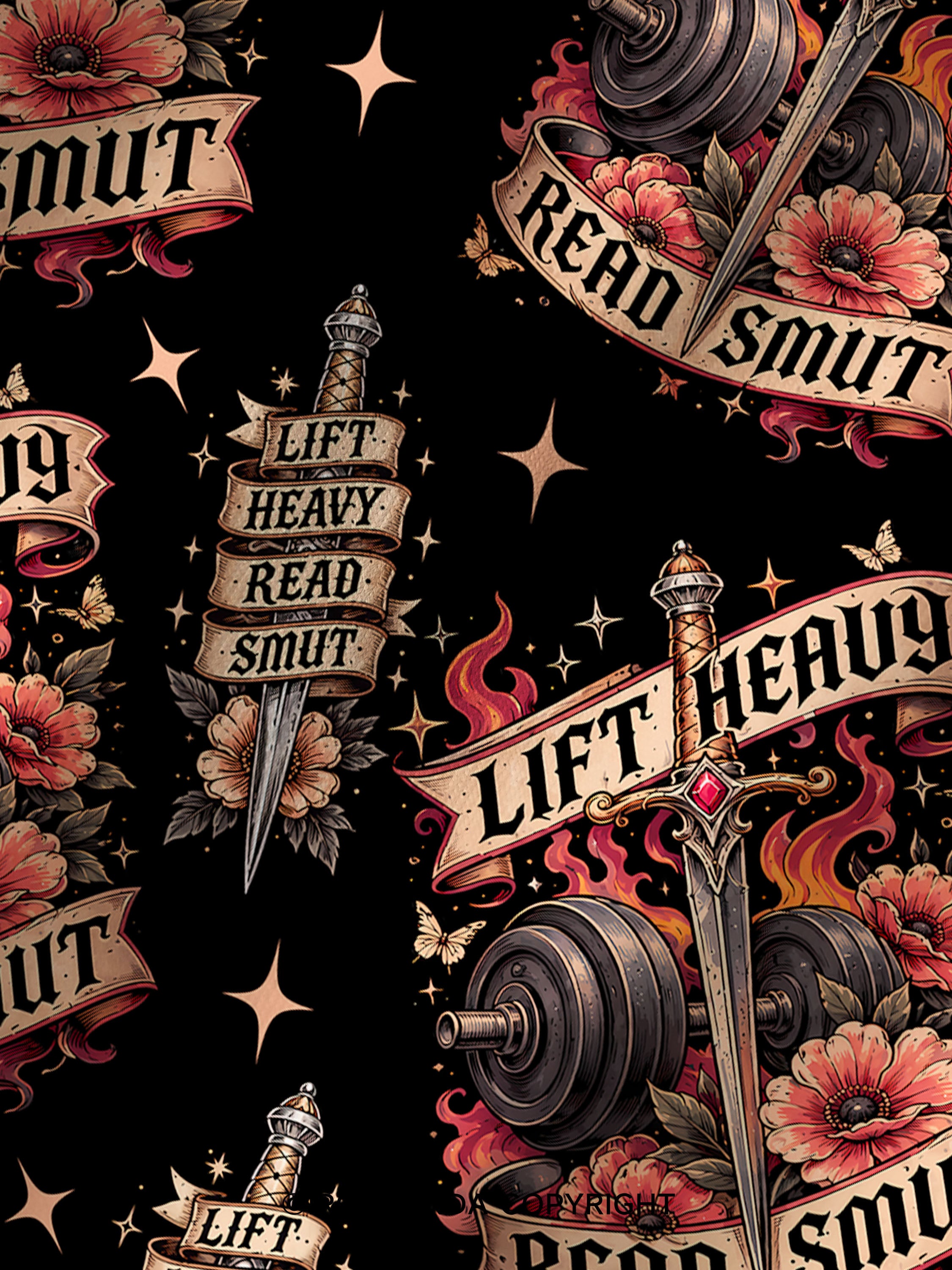 Lift Heavy Read Smut Printed Yoga Shorts
