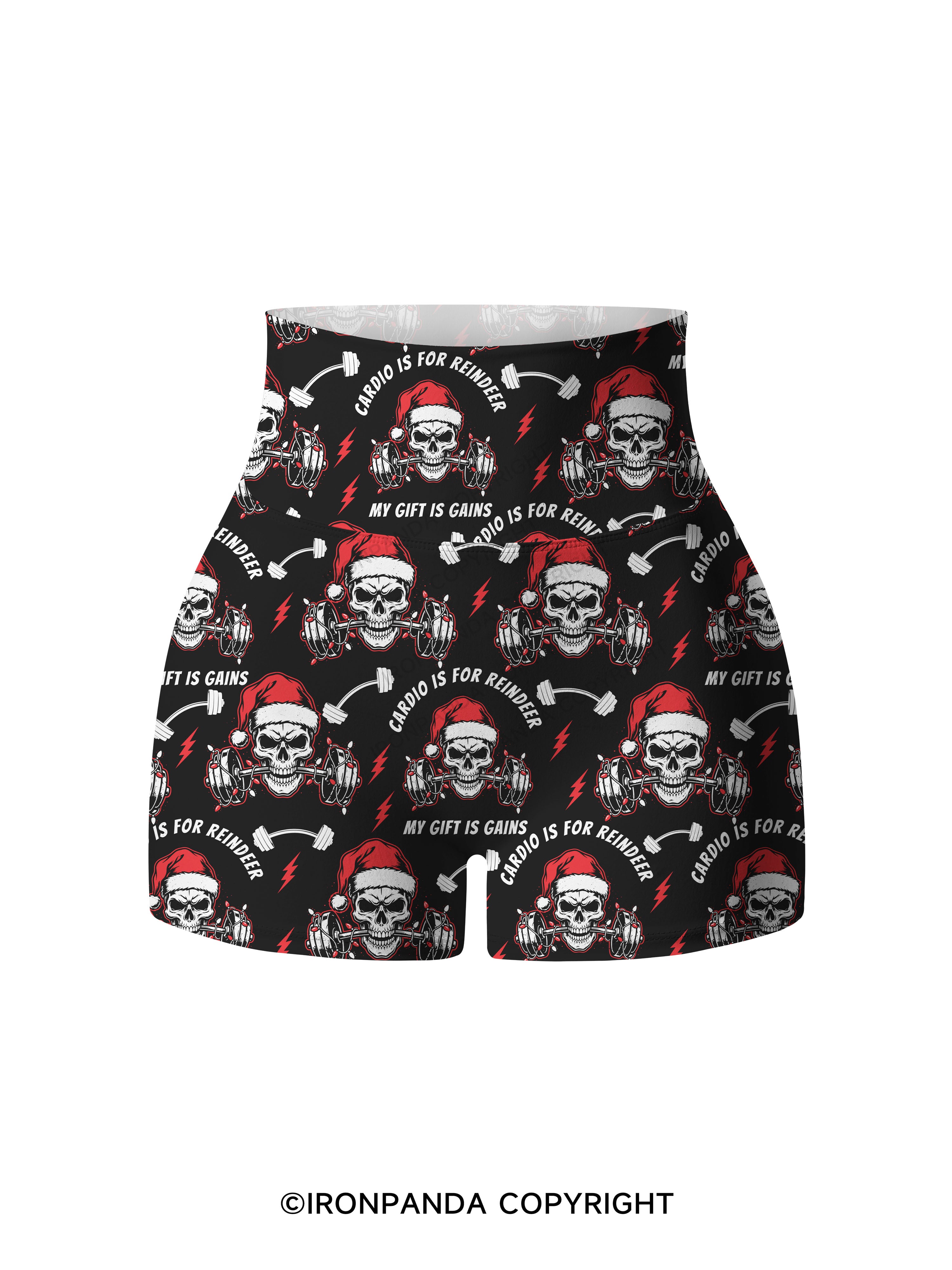 CARDIO IS FOR REINDEER MY GIFT IS GAINS Printed Yoga Shorts