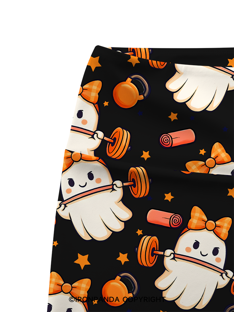 WORKING ON MY BOOTY FUNNY GHOST Printed Yoga Cycling Shorts