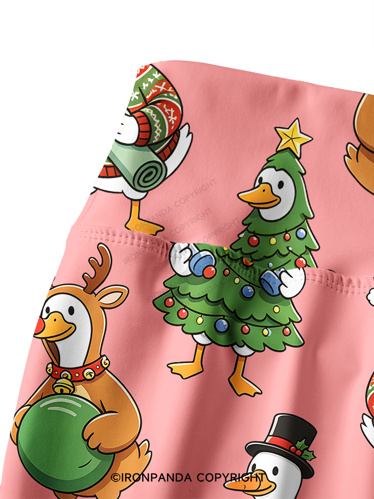 Weightlifting Goose Christmas Printed Yoga Pants
