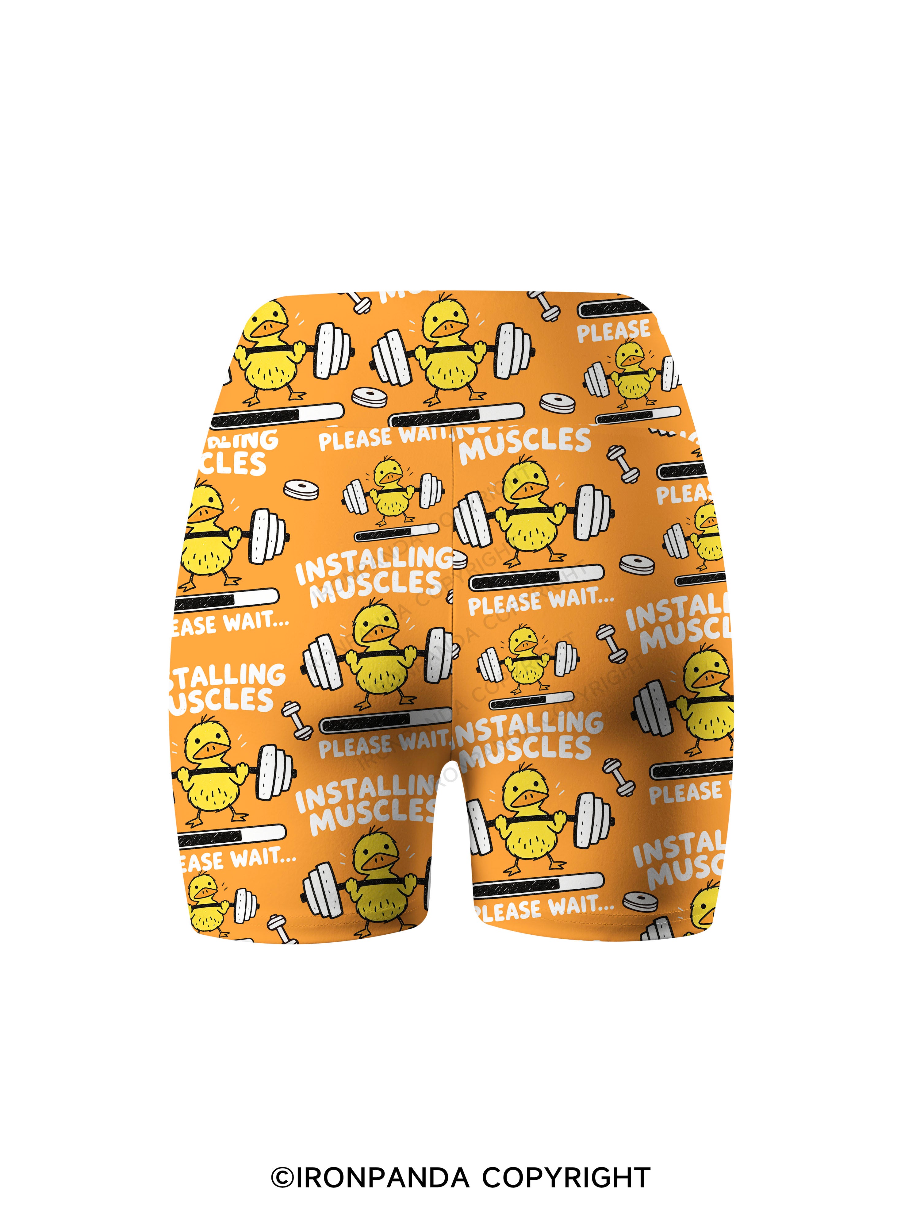 INSTALLING MUSCLES PLEASE WAIT Printed Yoga Cycling Shorts