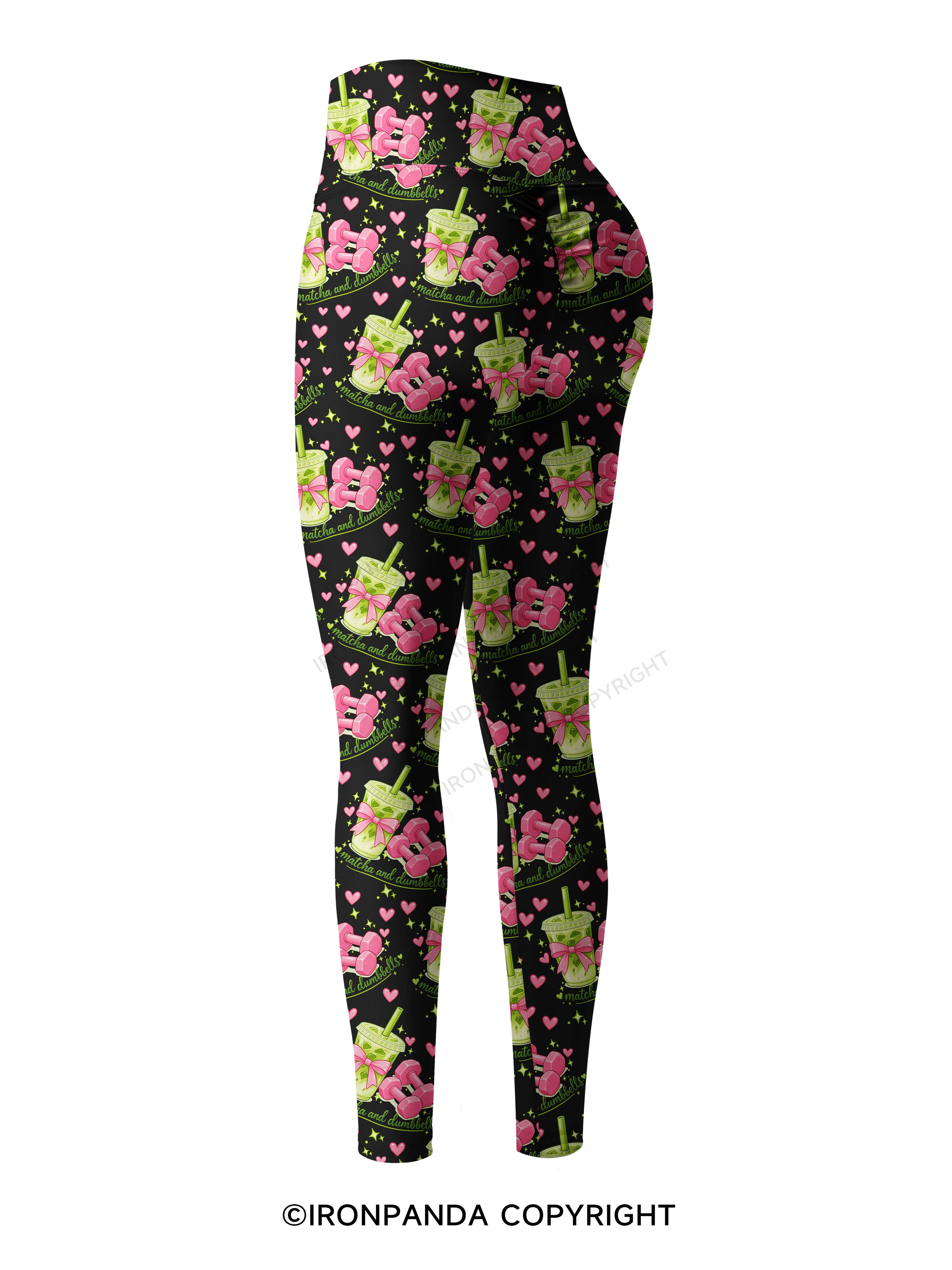 MATCHA AND DUMBBELL MATCHA LOVER Printed Yoga Pants