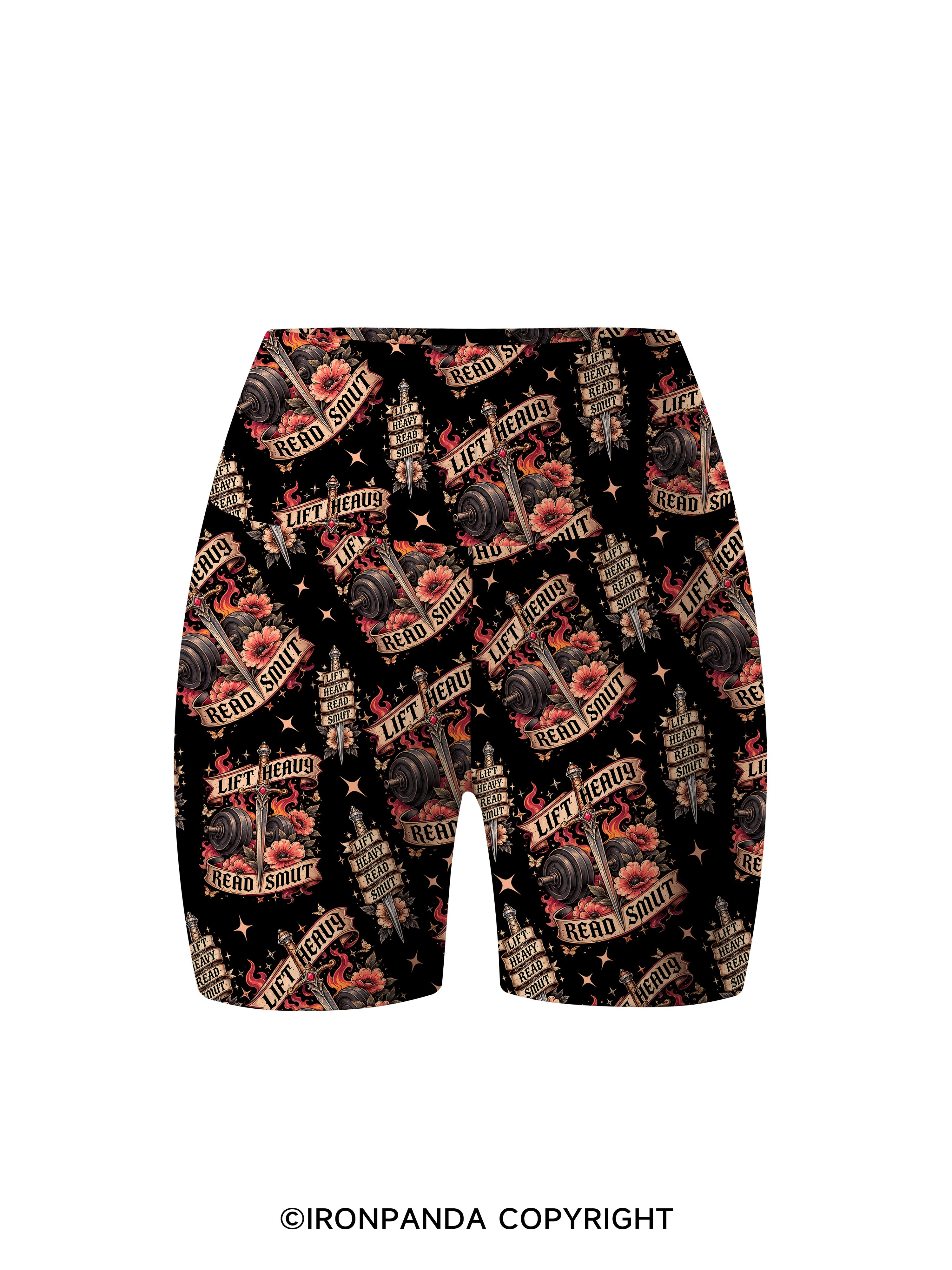 Lift Heavy Read Smut Printed Yoga Cycling Shorts