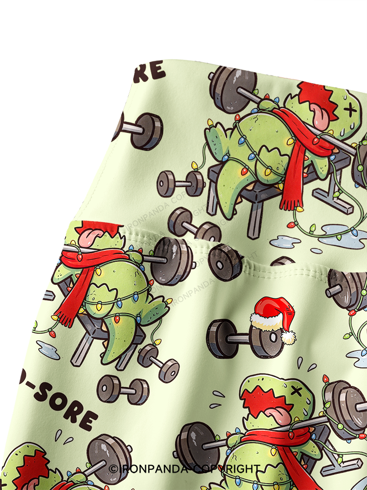 Christmas Workout DINO-SORE Printed Yoga Pants