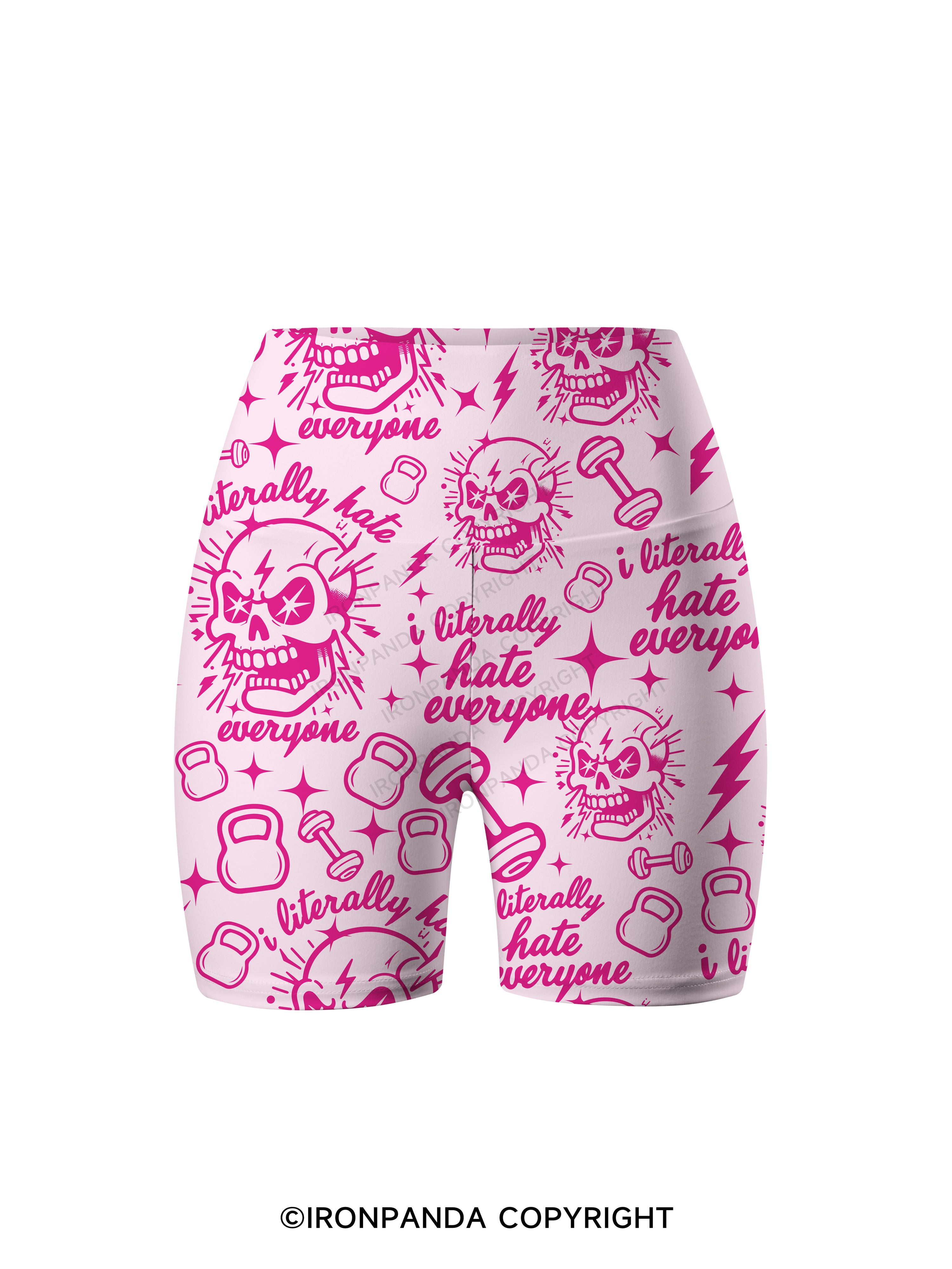 i literally hate everyone skeleton Printed Yoga Cycling Shorts